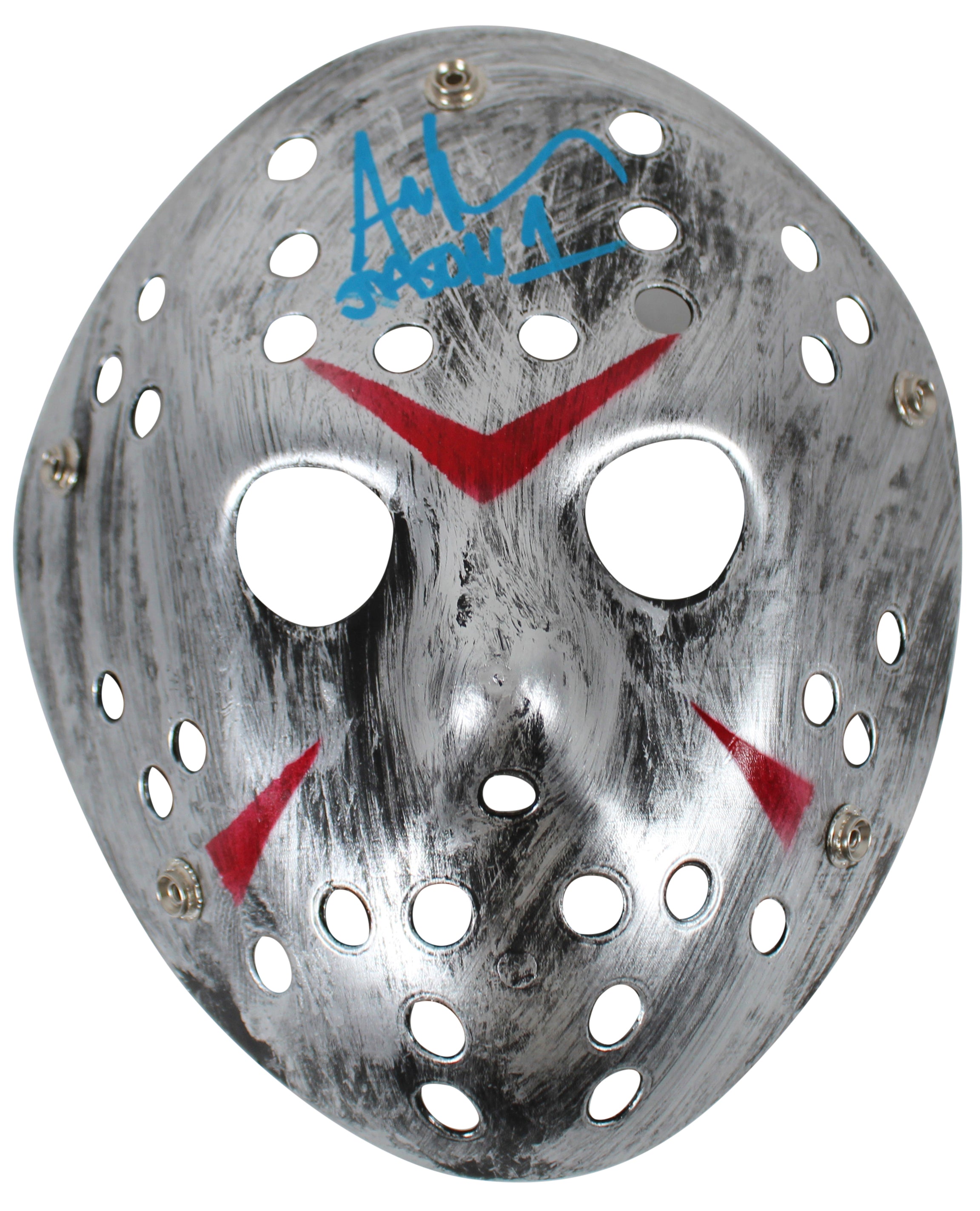 Ari Lehman Friday The 13th "Jason 1" Signed Silver Jason Mask BAS #BB57802