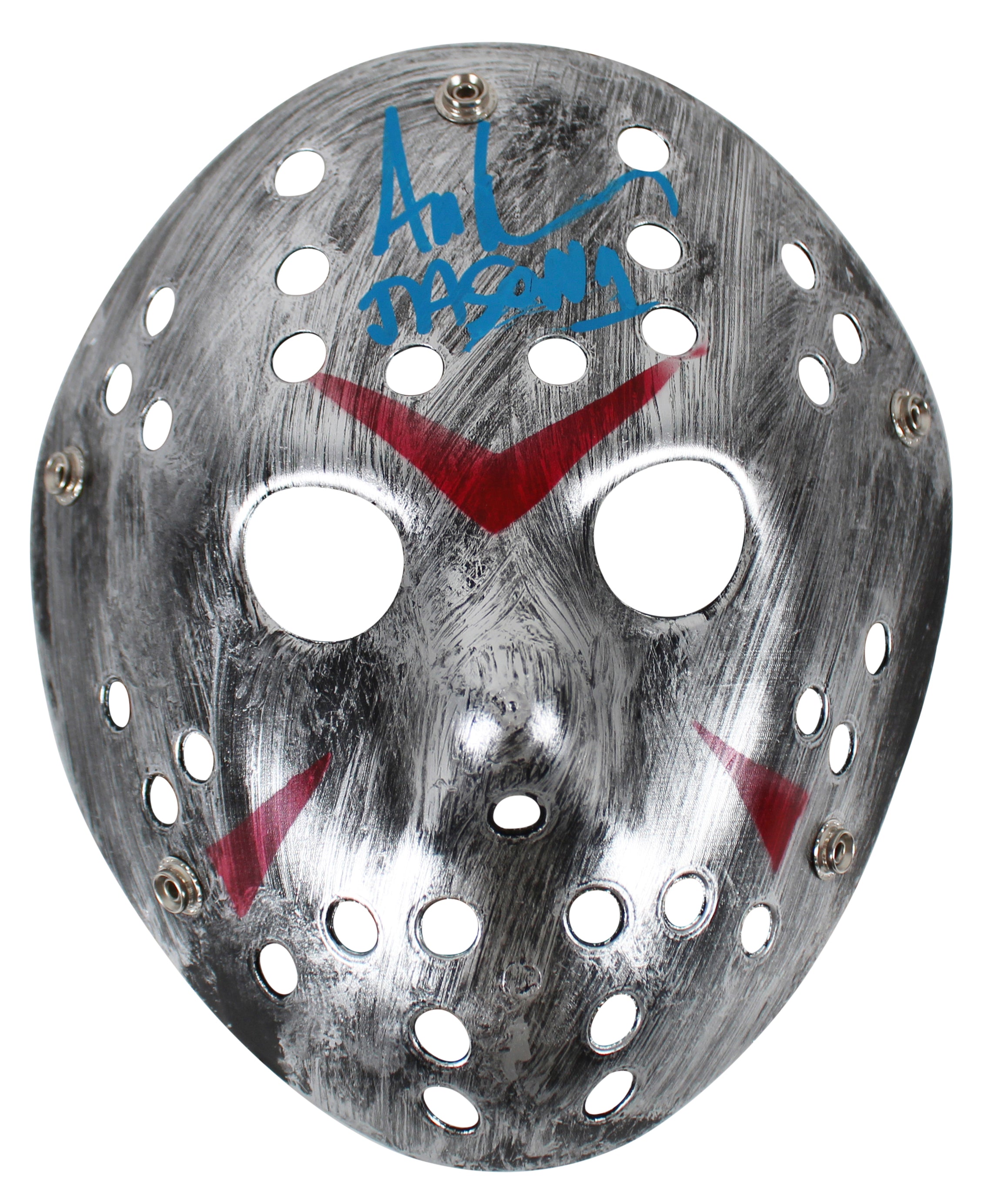 Ari Lehman Friday The 13th "Jason 1" Signed Silver Jason Mask BAS #BB57798