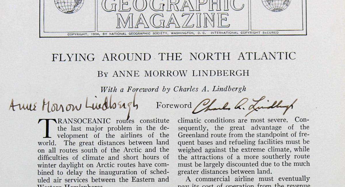 Charles Lindbergh & Anne Morrow Lindbergh Signed 1934 Magazine Page PSA Slabbed