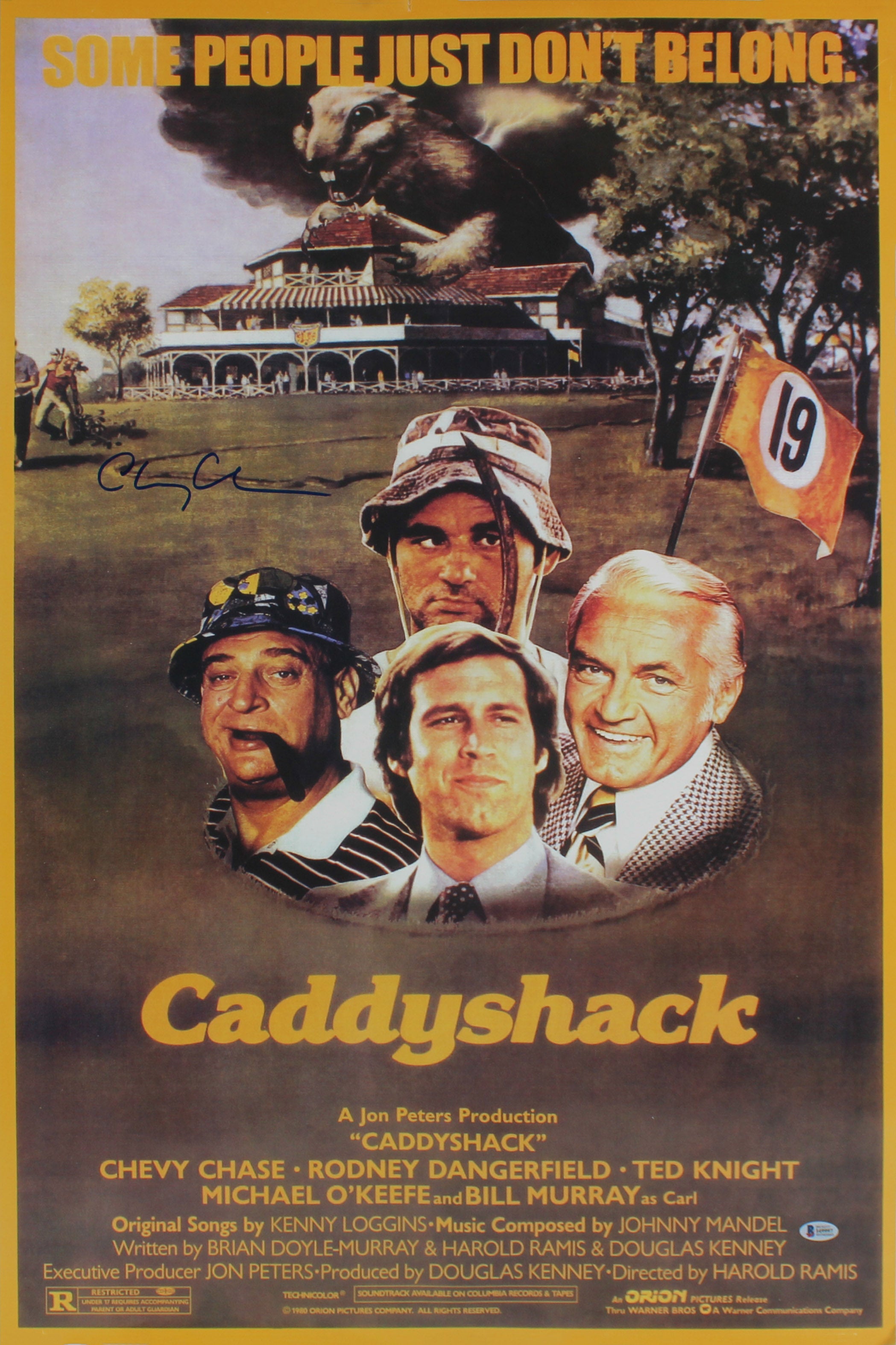 Chevy Chase Caddyshack Authentic Signed 22x35 Poster BAS Witnessed #I49997
