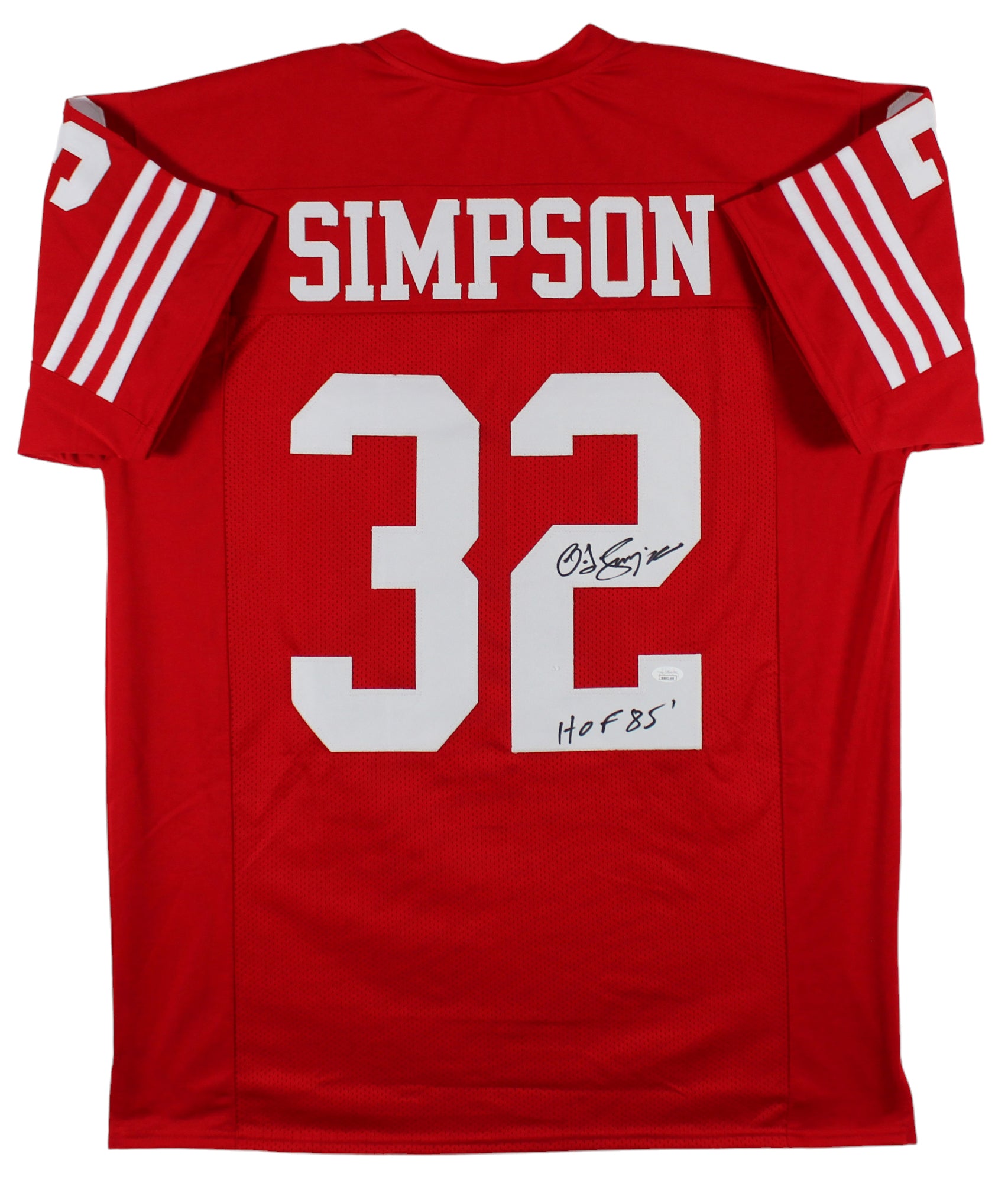 O.J. Simpson "HOF 85" Authentic Signed Red Pro Style Jersey BAS Witnessed