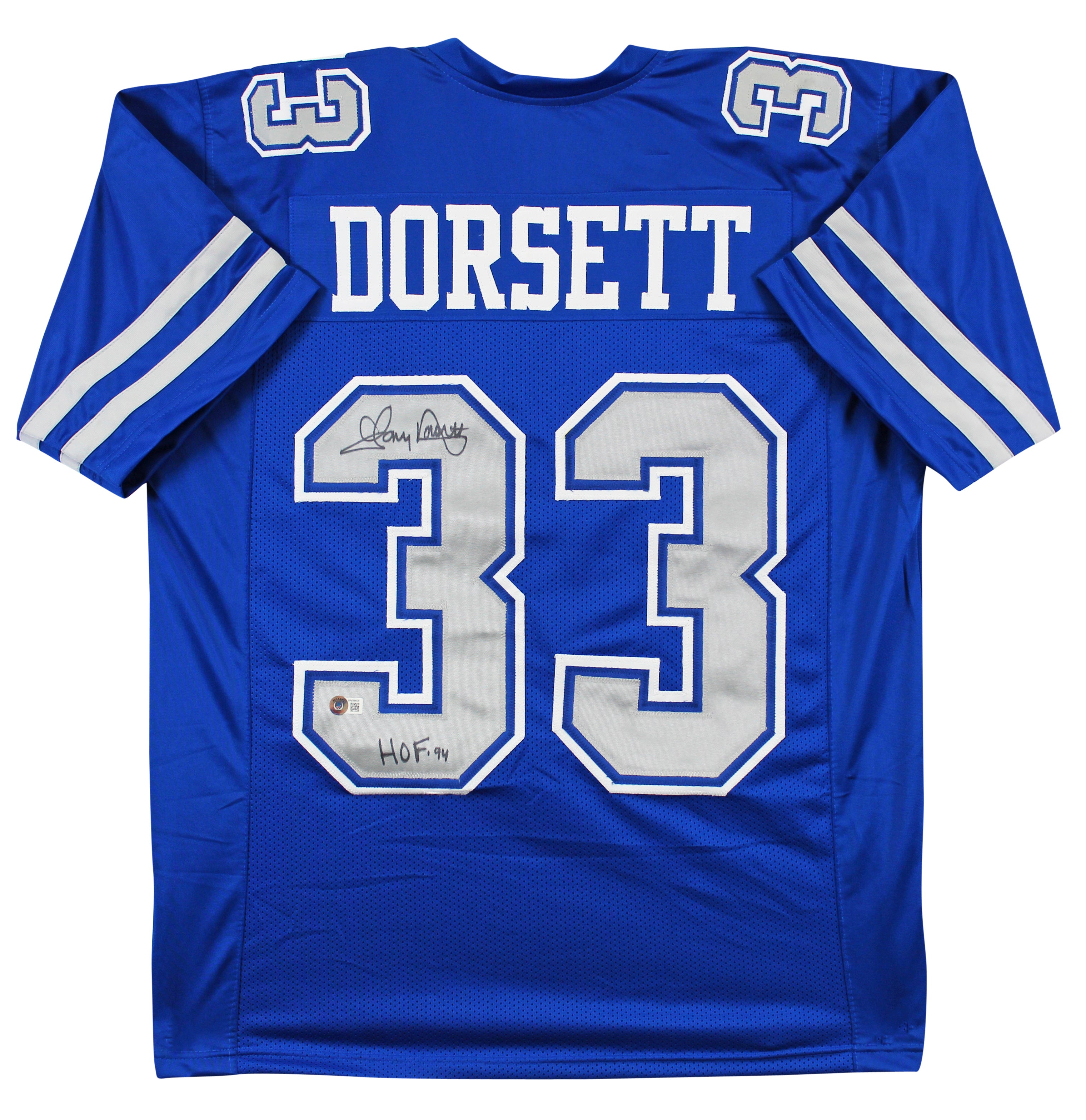 Tony Dorsett "HOF 94" Authentic Signed Blue Throwback Pro Style Jersey BAS Wit