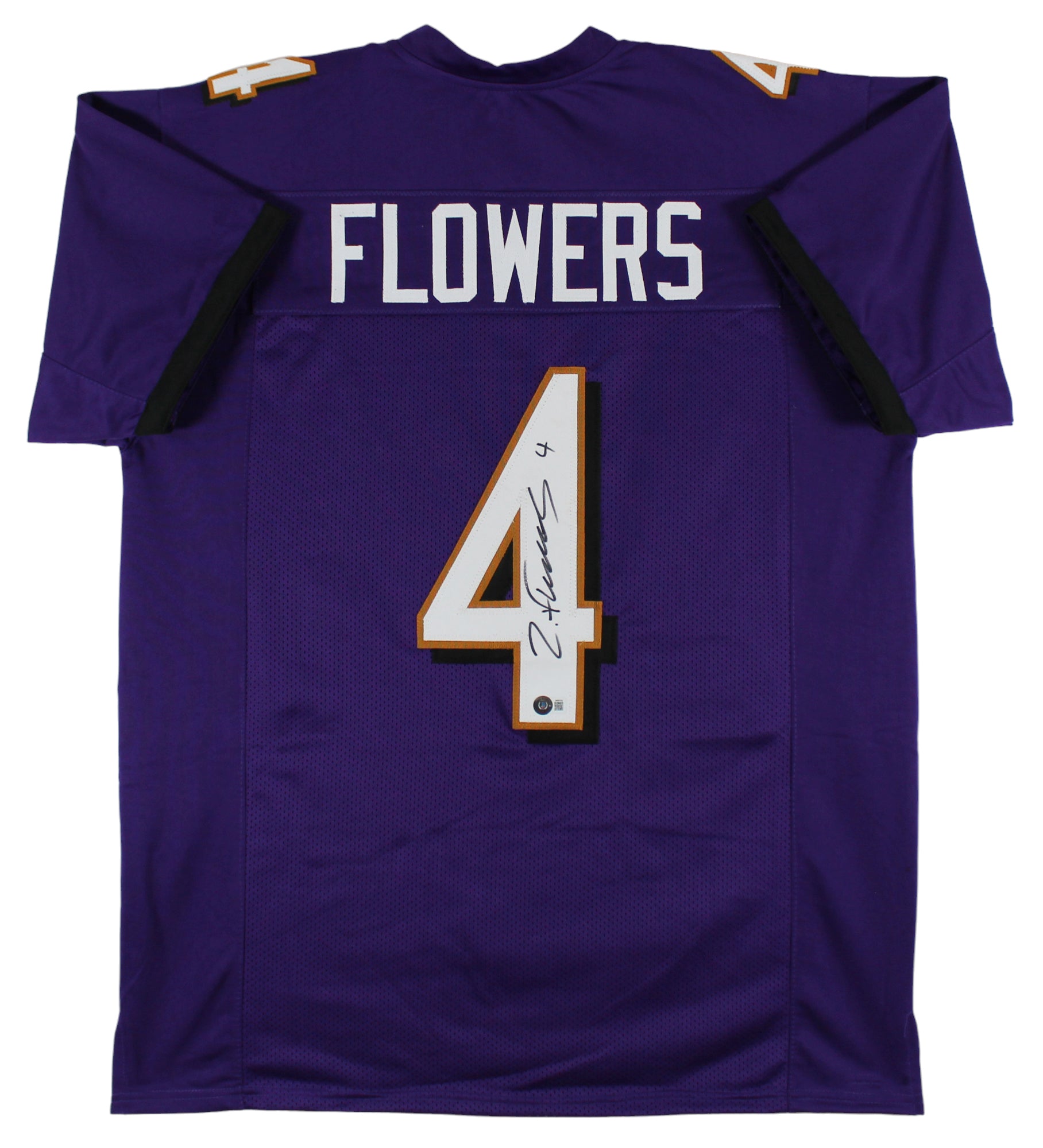 Zay Flowers Authentic Signed Purple Pro Style Jersey Autographed BAS 1