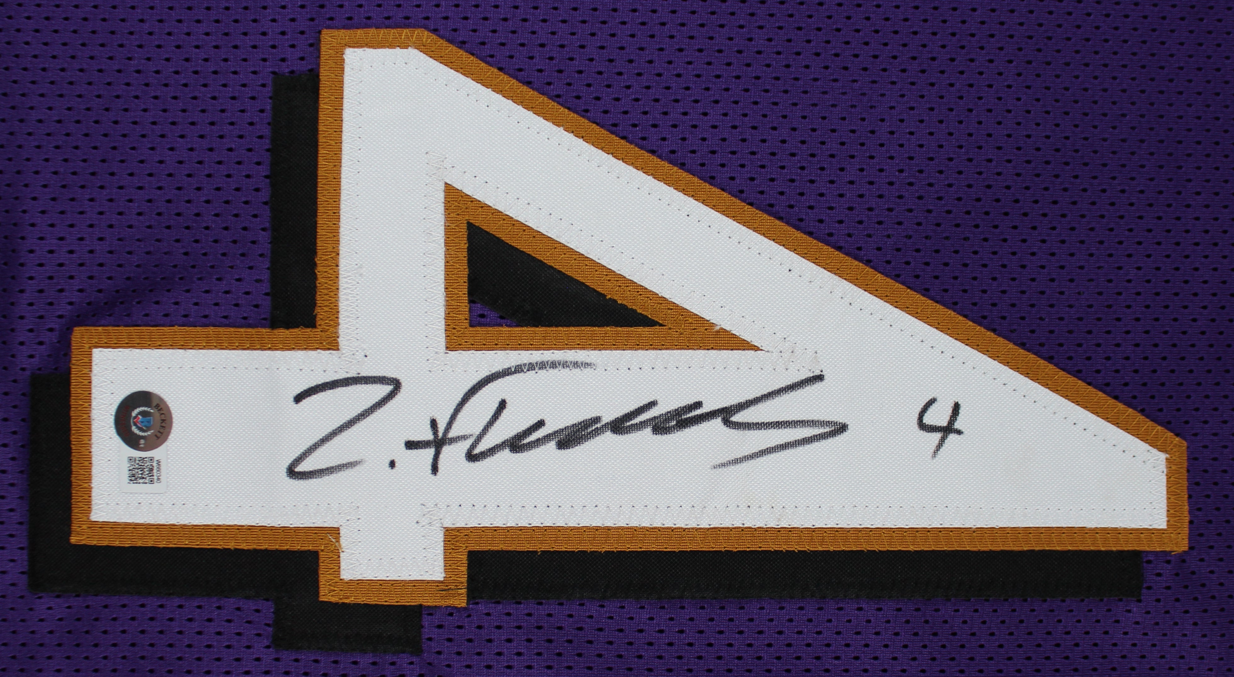 Zay Flowers Authentic Signed Purple Pro Style Jersey Autographed BAS 1