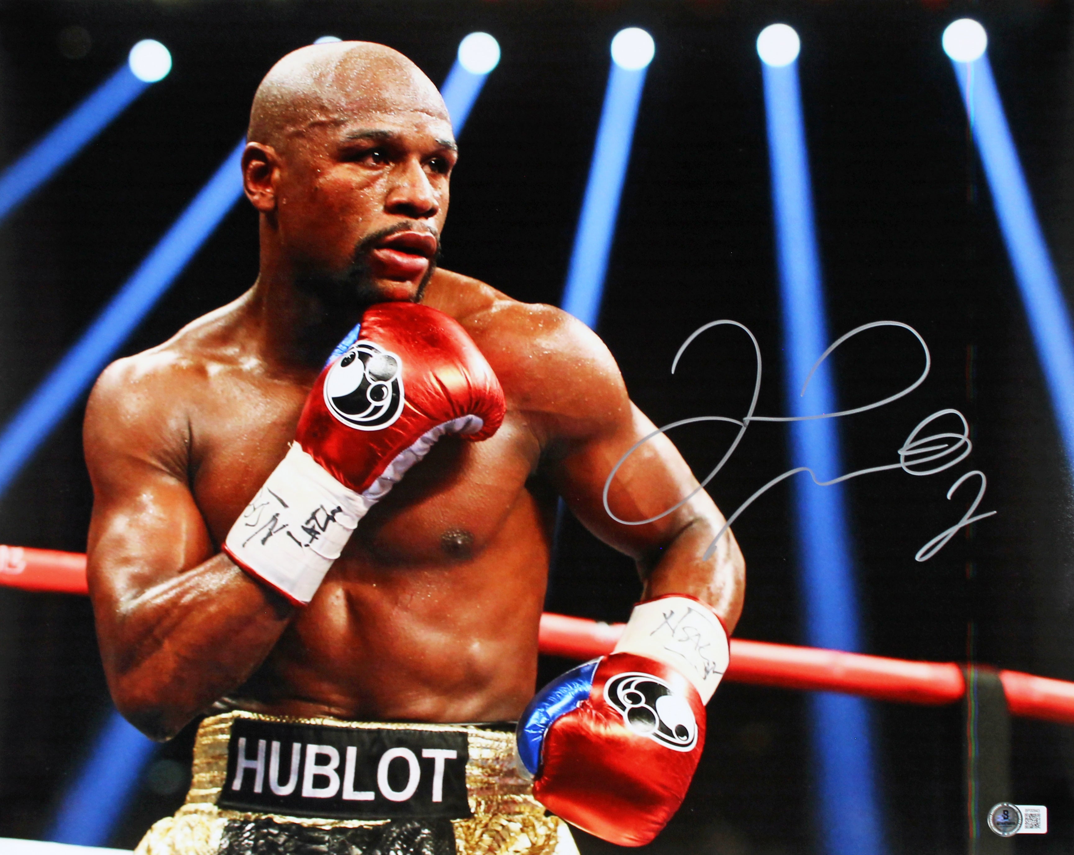 Floyd Mayweather Authentic Signed 16x20 Horizontal Photo w/ Red Gloves BAS