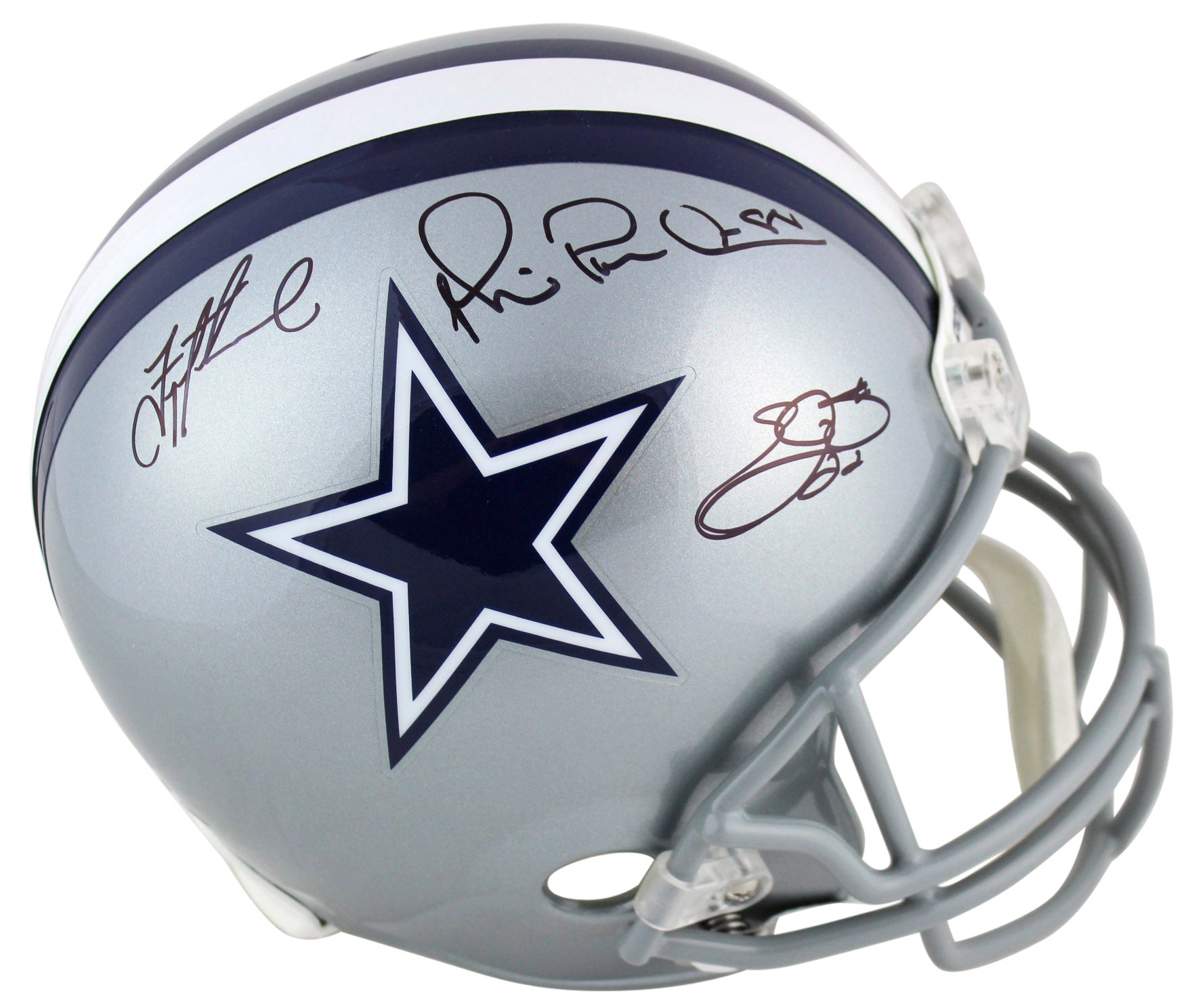 Cowboys Aikman, Smith & Irvin Signed Full Size Rep Helmet BAS Witnessed