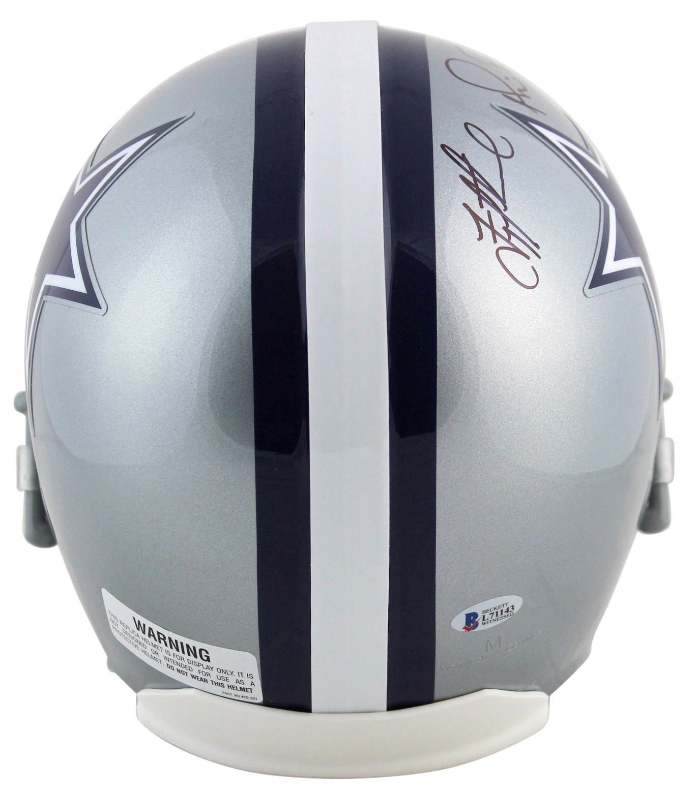 Cowboys Aikman, Smith & Irvin Signed Full Size Rep Helmet BAS Witnessed