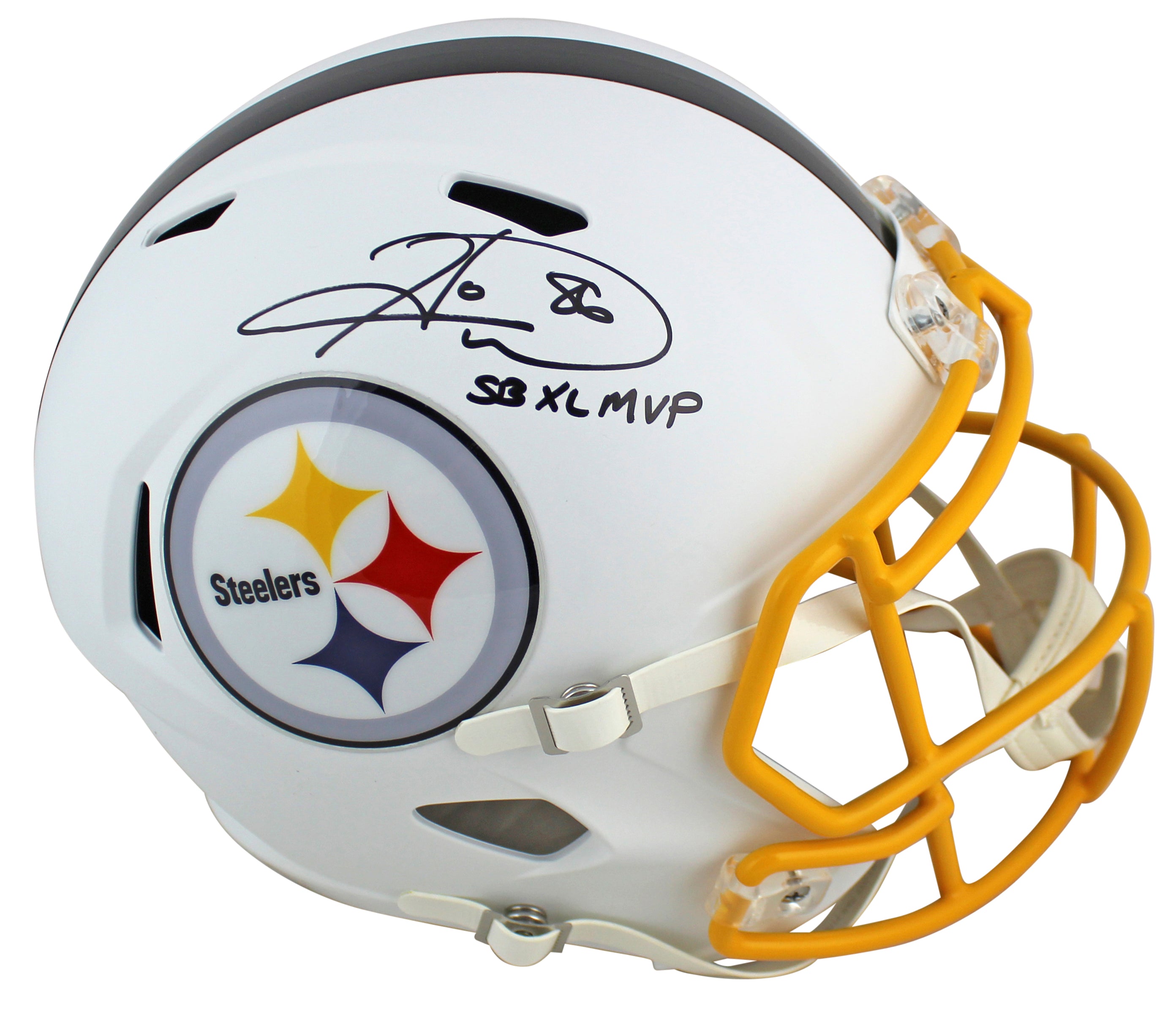 Steelers Hines Ward "SB XL MVP" Signed Flat White Full Size Speed Rep Helmet BAS