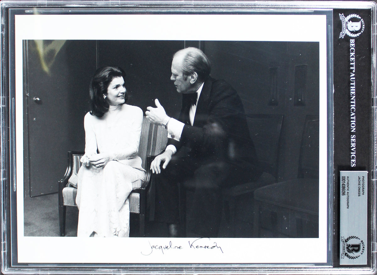 Jacqueline Onassis Kennedy Signed 8x10 Black & White Photo Auto 9! BAS Slabbed