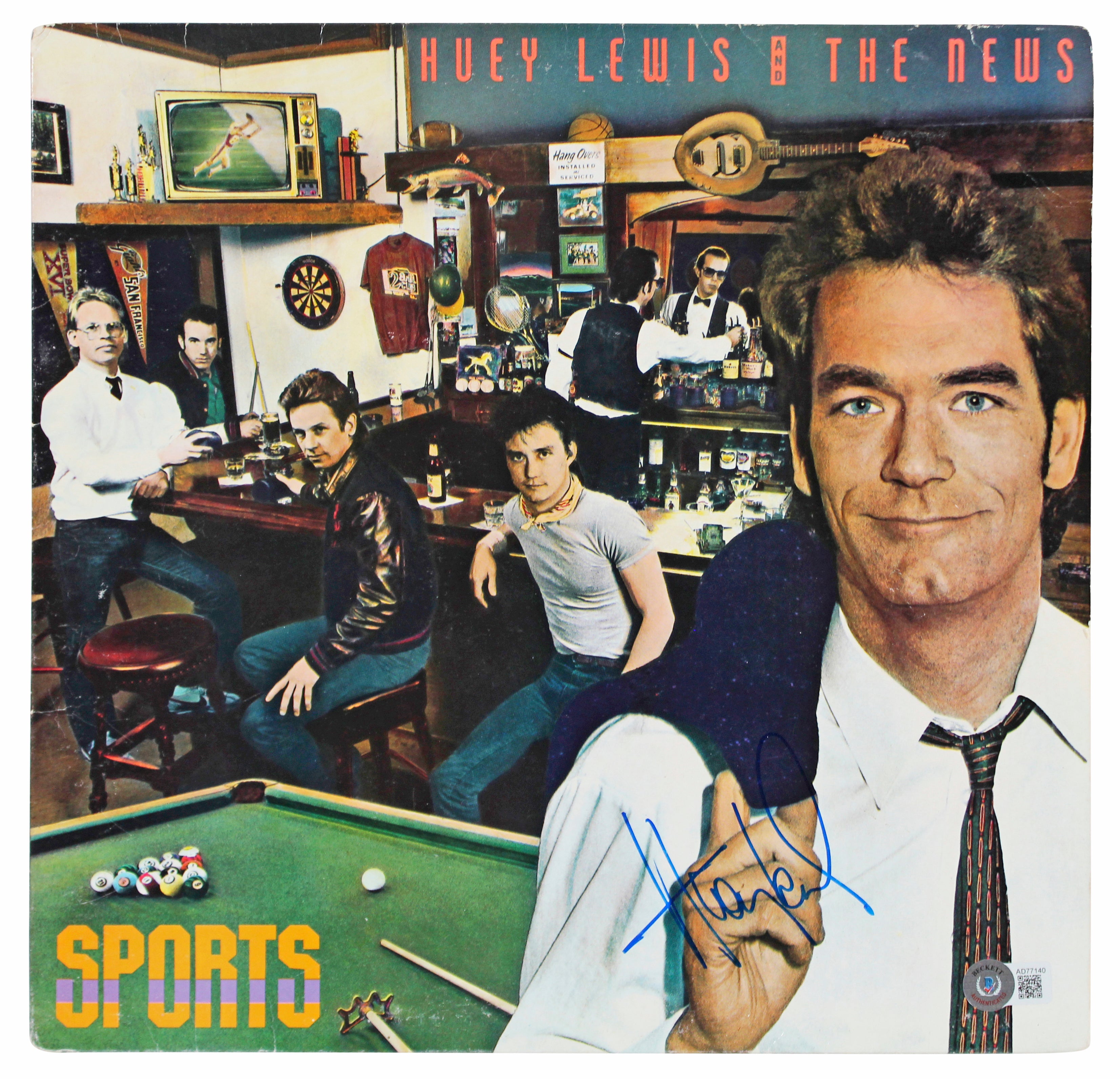 Huey Lewis Authentic Signed Sports Album Cover W/ Vinyl Autographed BAS #AD77140