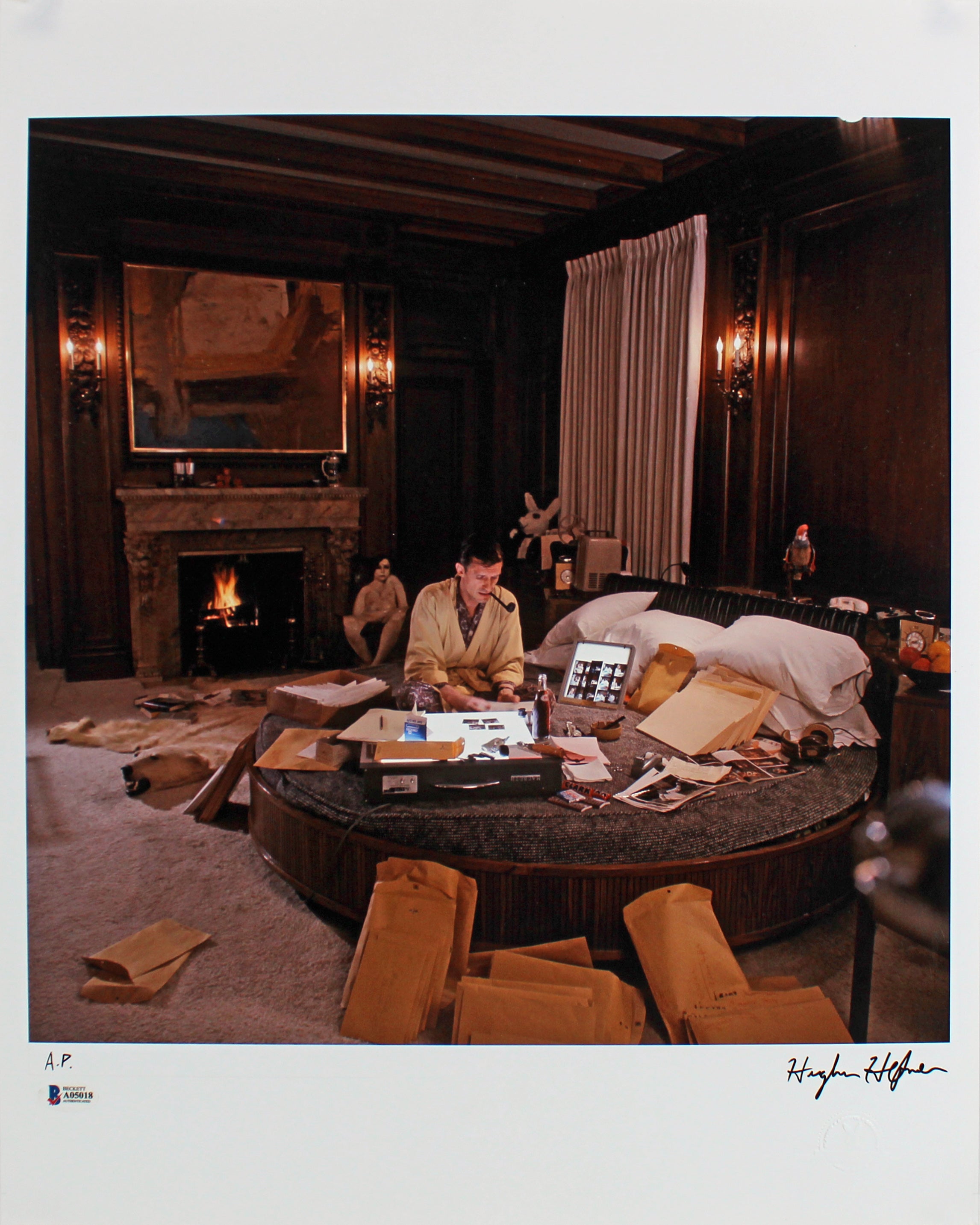 Hugh Hefner Playboy Authentic Signed 16x20 Artist Proof Lithograph BAS #A05018