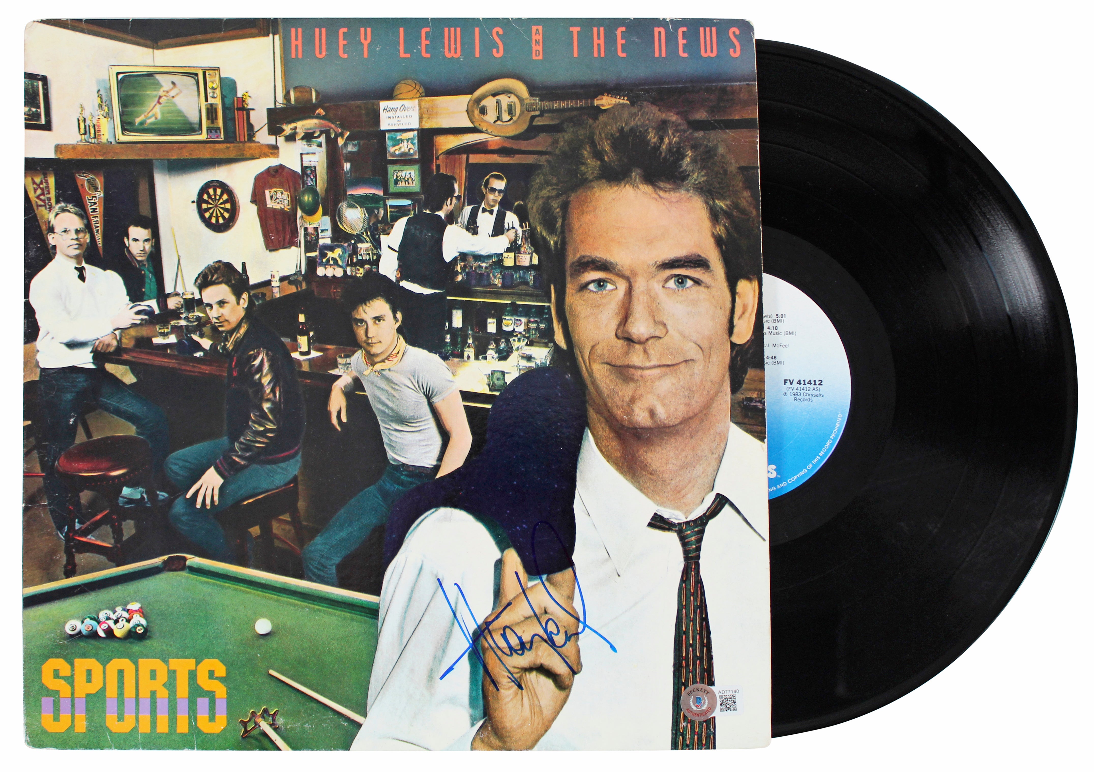 Huey Lewis Authentic Signed Sports Album Cover W/ Vinyl Autographed BAS #AD77140