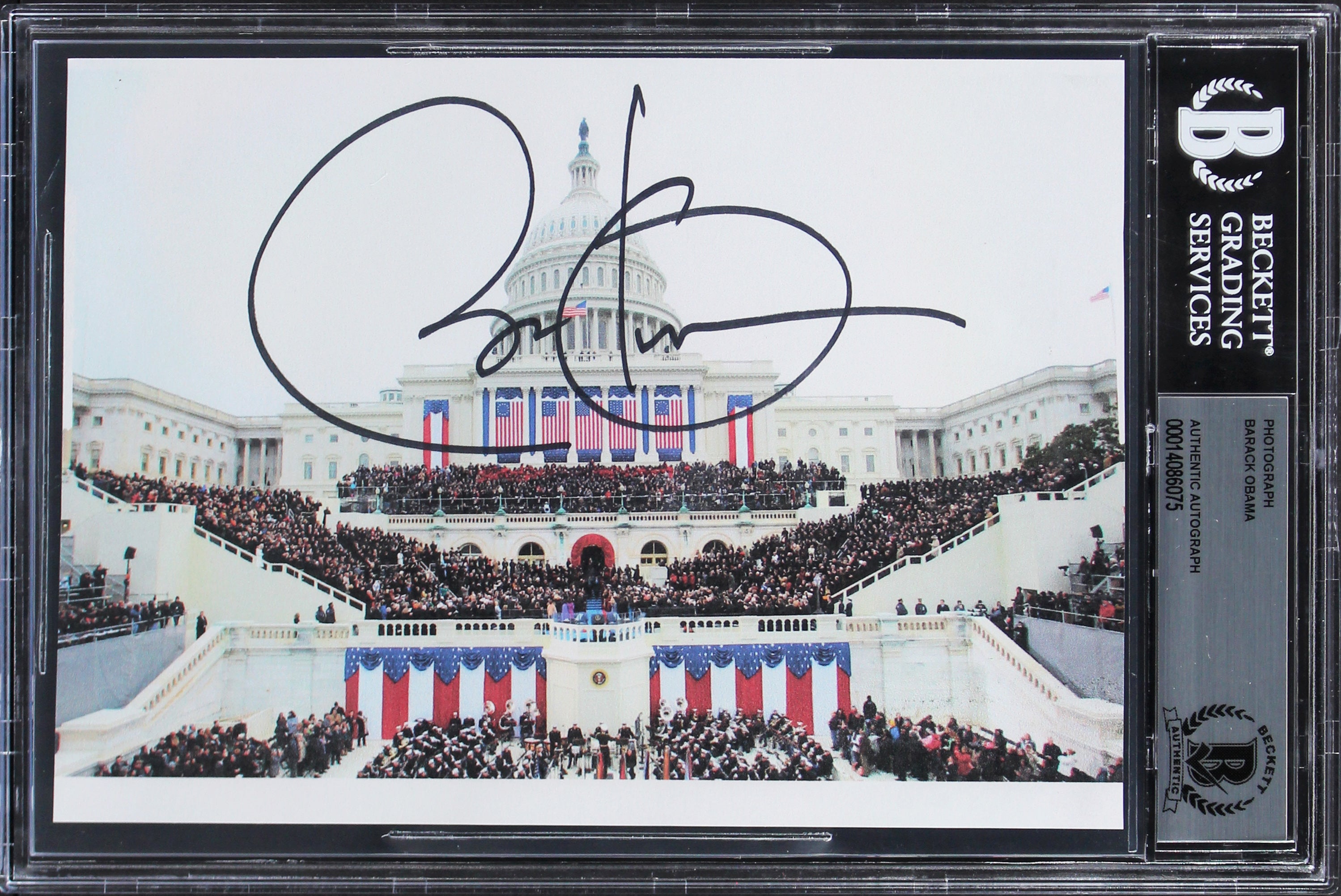 Barack Obama Authentic Signed 5.15x7.25 Photo Auto Graded Gem Mint 10! BAS Slab