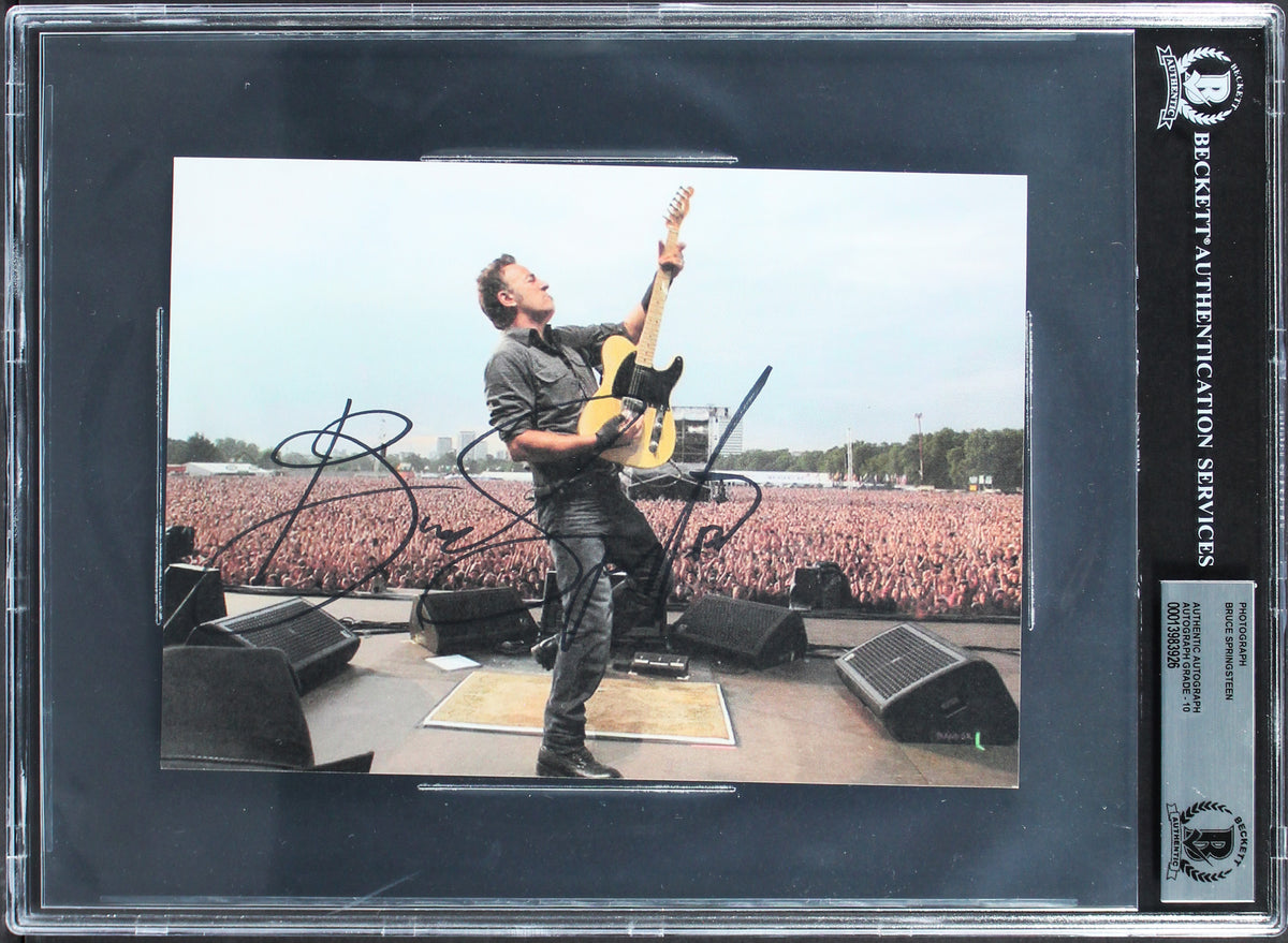 Bruce Springsteen Authentic Signed 5.5x8 Print Auto Graded Gem 10! BAS Slabbed