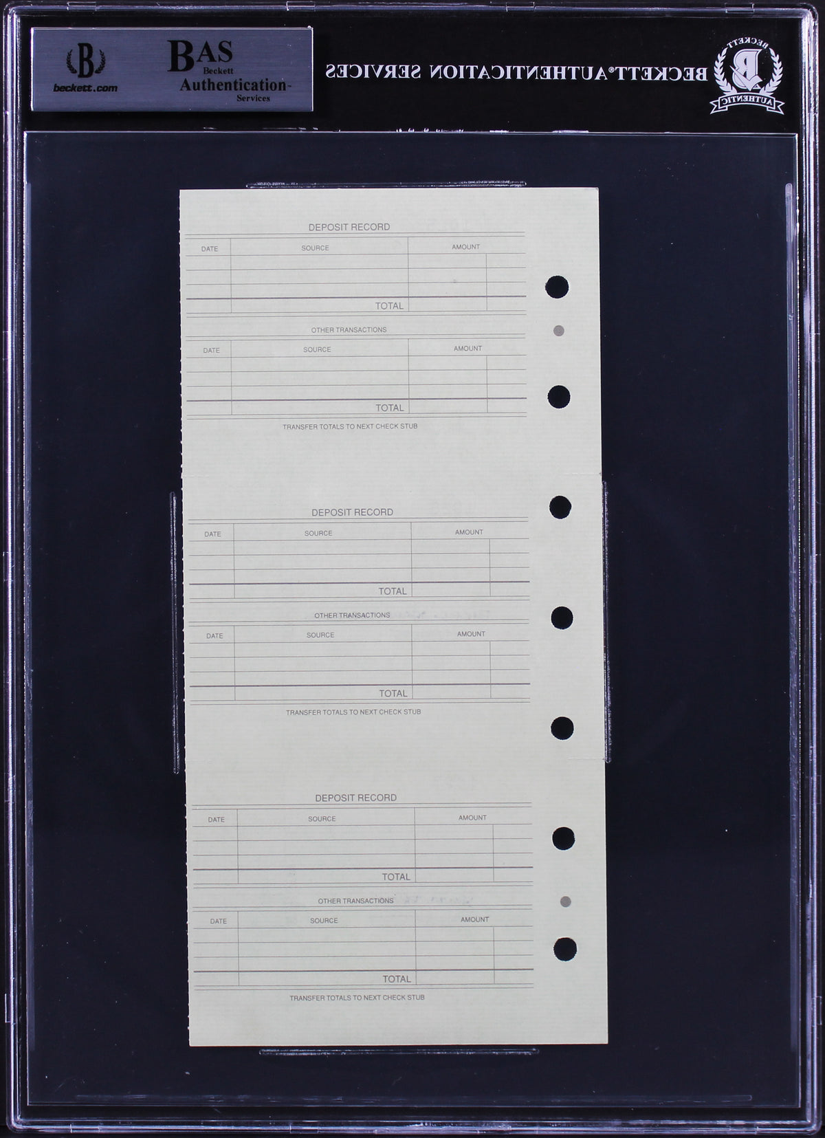 Barack Obama Authentic Signed 4.5x9 Check Register Autographed BAS Slabbed