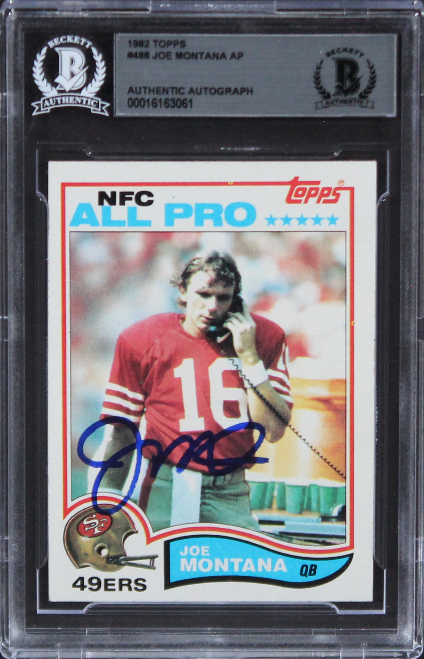 49ers Joe Montana Signed 1982 Topps #488 Joe Montana AP Card BAS Slabbed