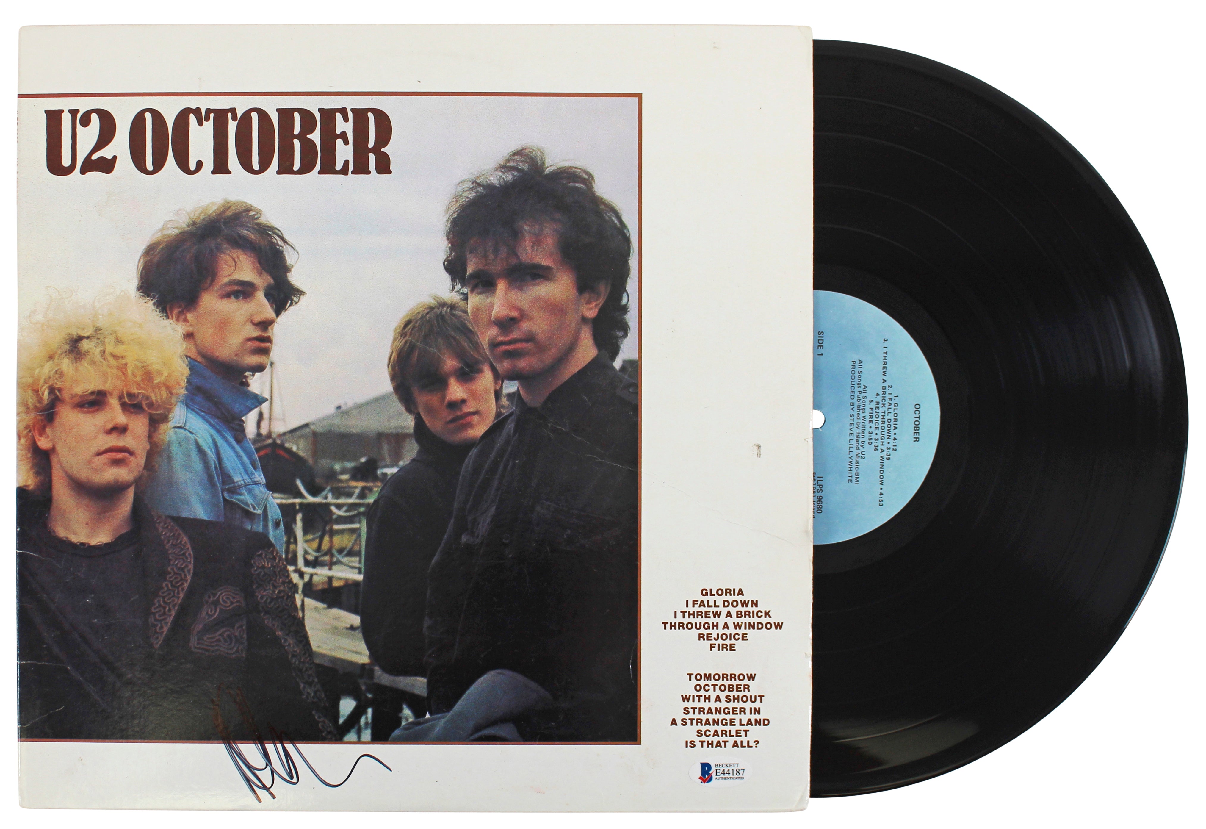 Adam Clayton U2 Authentic Signed October Album Cover W/ Vinyl BAS #E44187