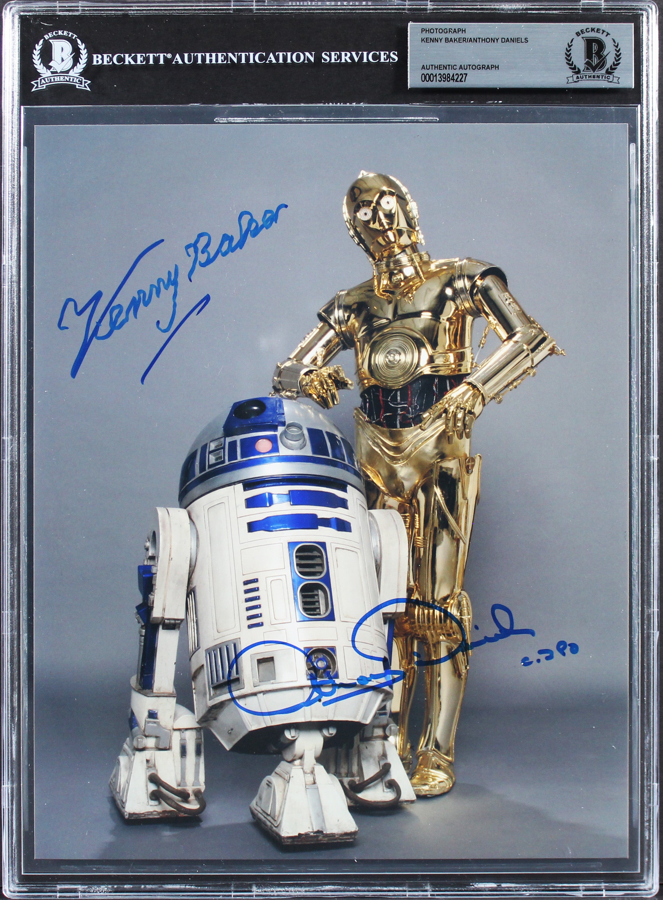 Kenny Baker & Anthony Daniels Star Wars Authentic Signed 8x10 Photo BAS Slabbed
