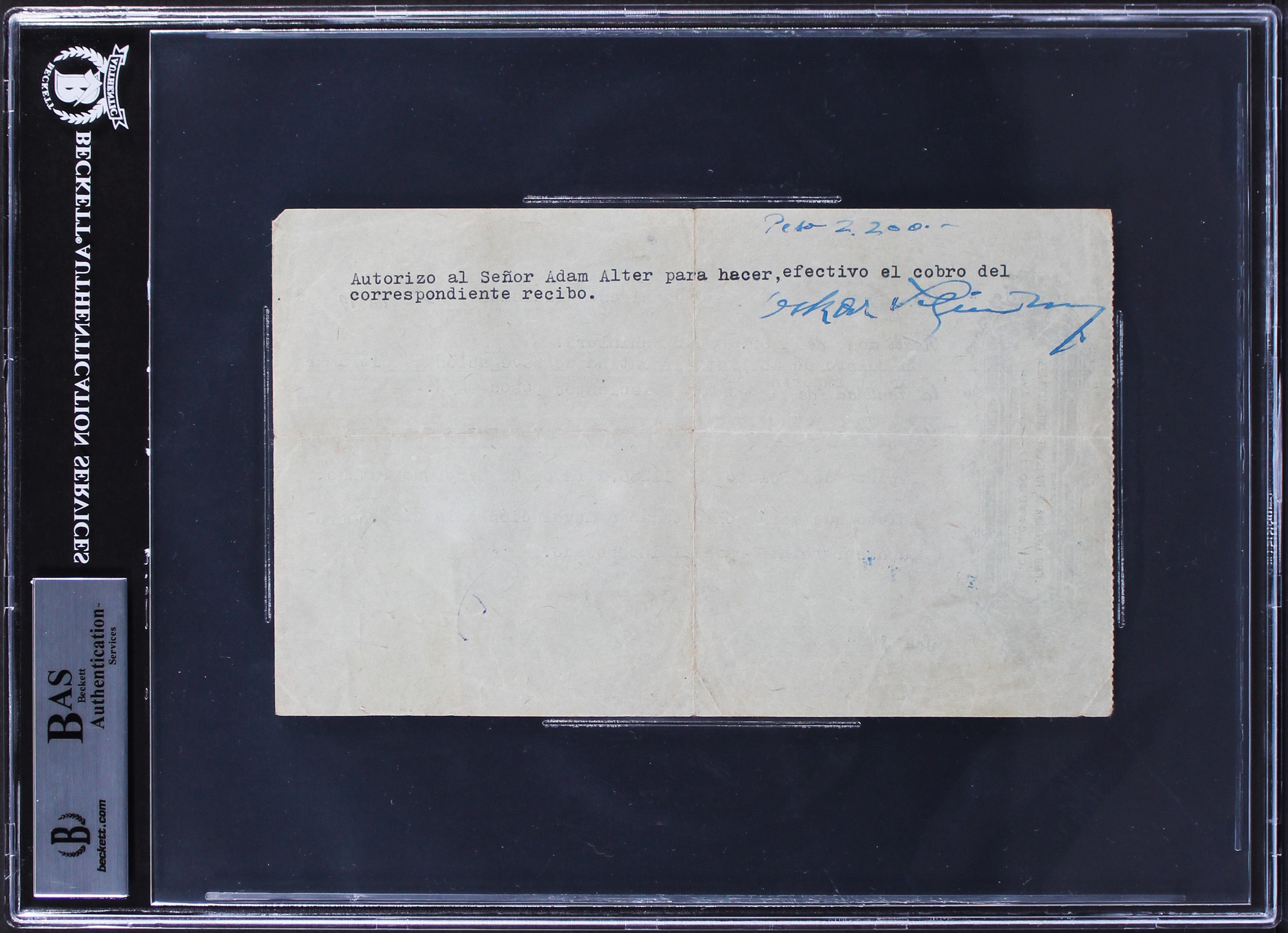 Oskar Schindler Authentic Signed 4.85x7.85 1952 Telegram Document BAS Slabbed