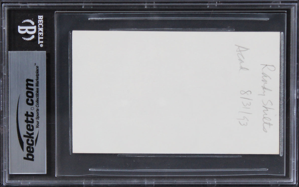 Randy Shilts And the Band Played On Authentic Signed 3x5 Index Card BAS Slab 1