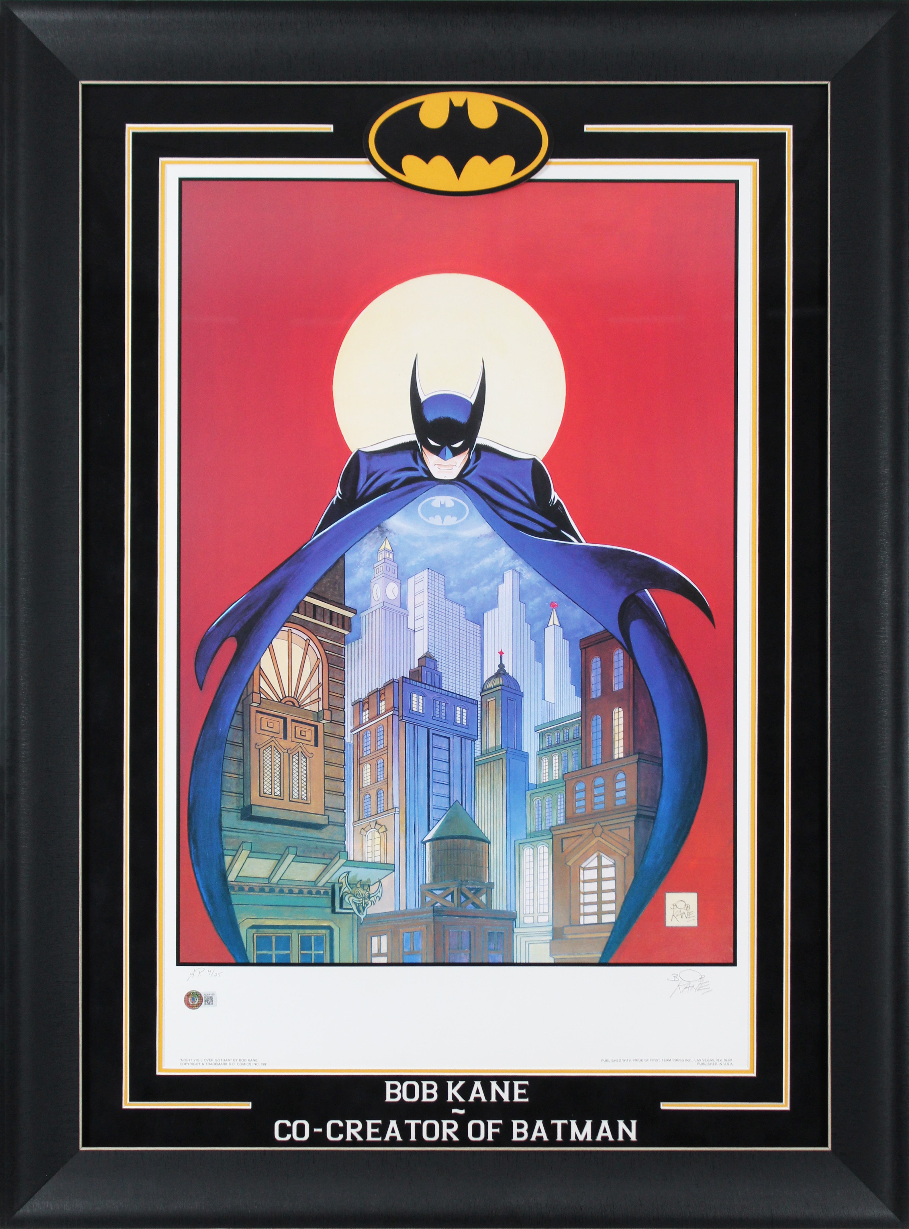 Bob Kane Batman Authentic Signed & Framed 22x30.5 Lithograph BAS #AD64169