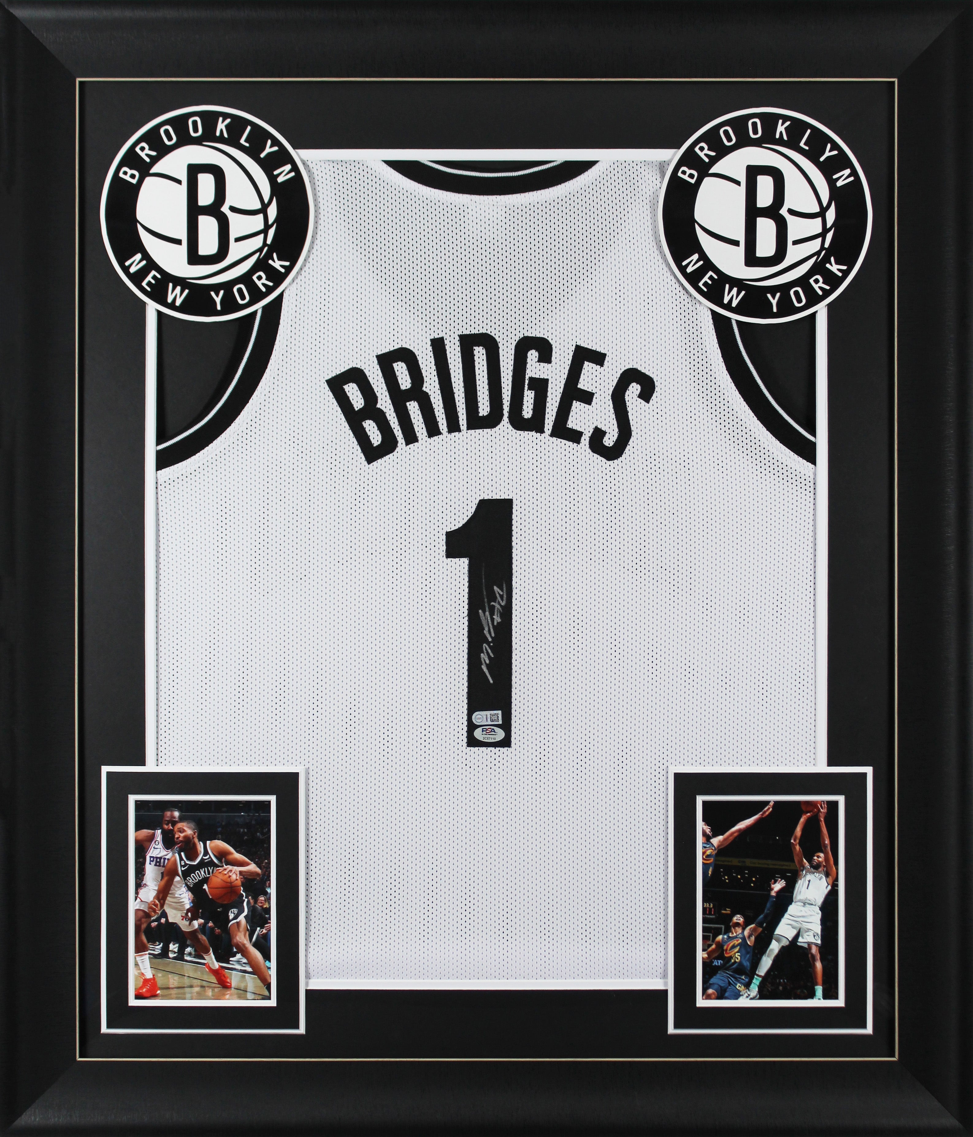 Mikal Bridges Authentic Signed White Pro Style Framed Jersey PSA/DNA #2C57110