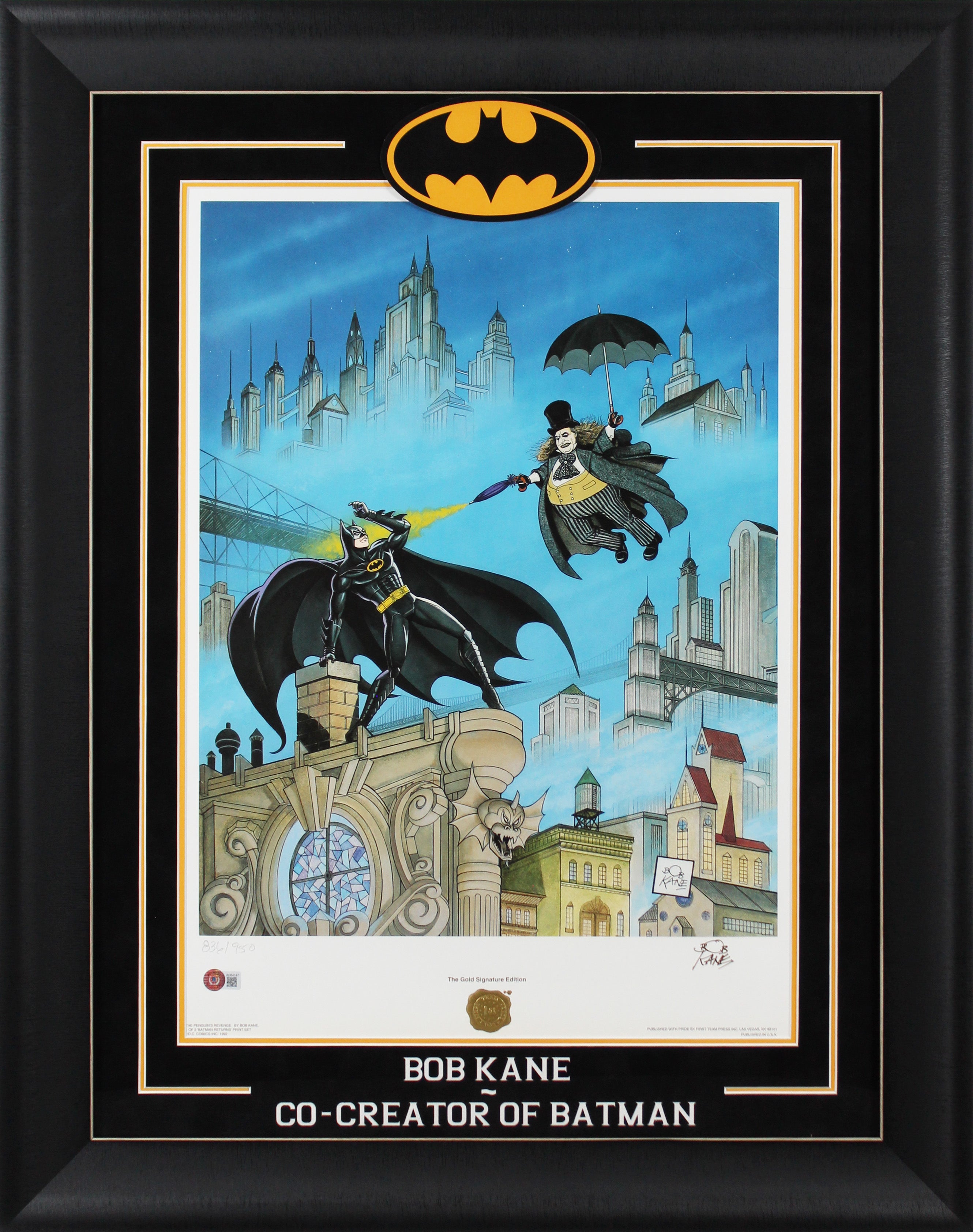 Bob Kane Batman Authentic Signed & Framed 20.5x24.5 Lithograph BAS #AD64147