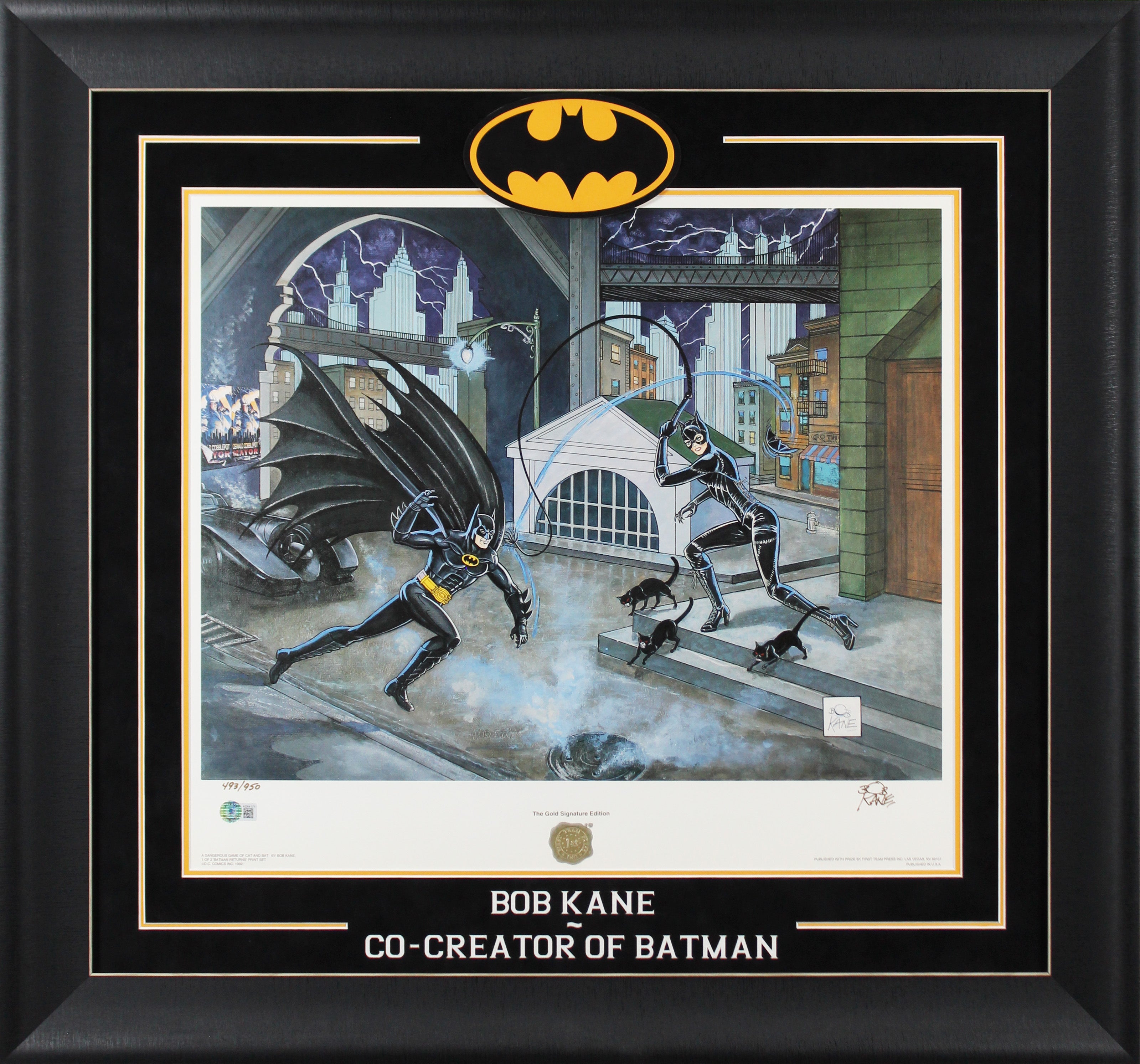 Bob Kane Batman Authentic Signed & Framed 20.5x24.5 Lithograph BAS #AD64171