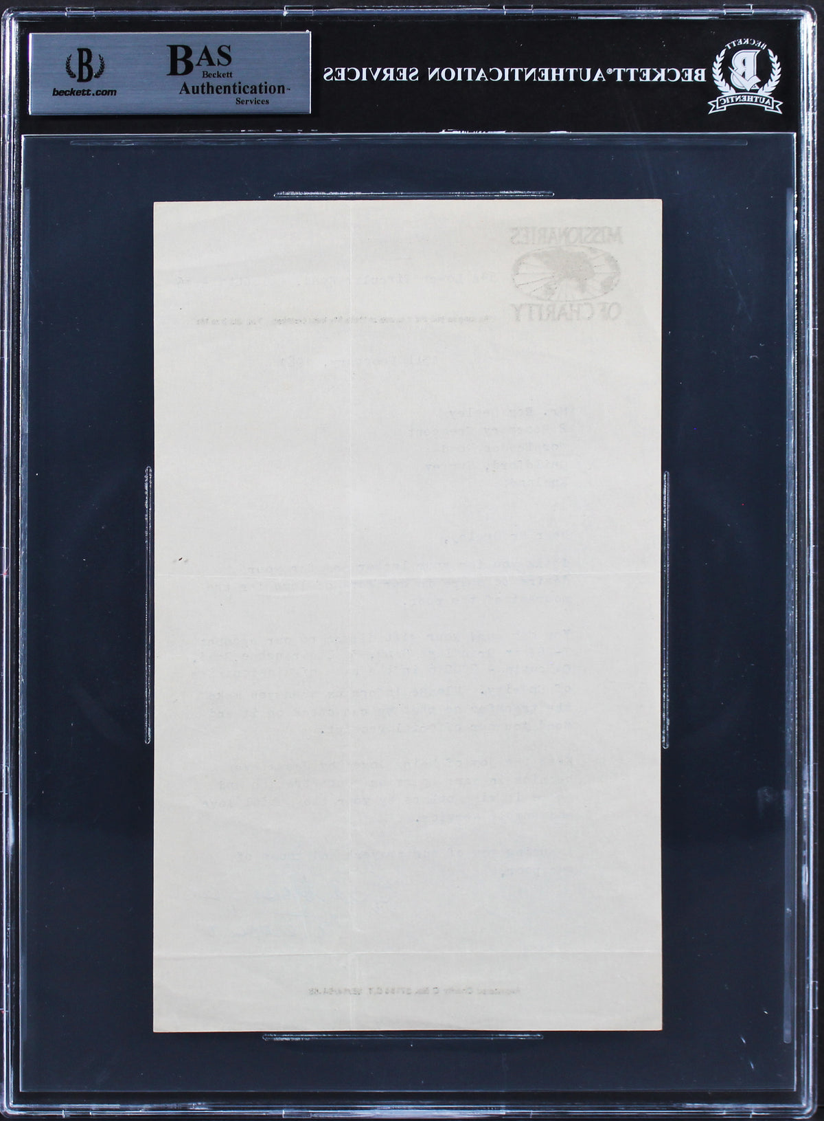 Mother Teresa Authentic Signed 5.5x9 Letter Dated February 13, 1981 BAS Slabbed