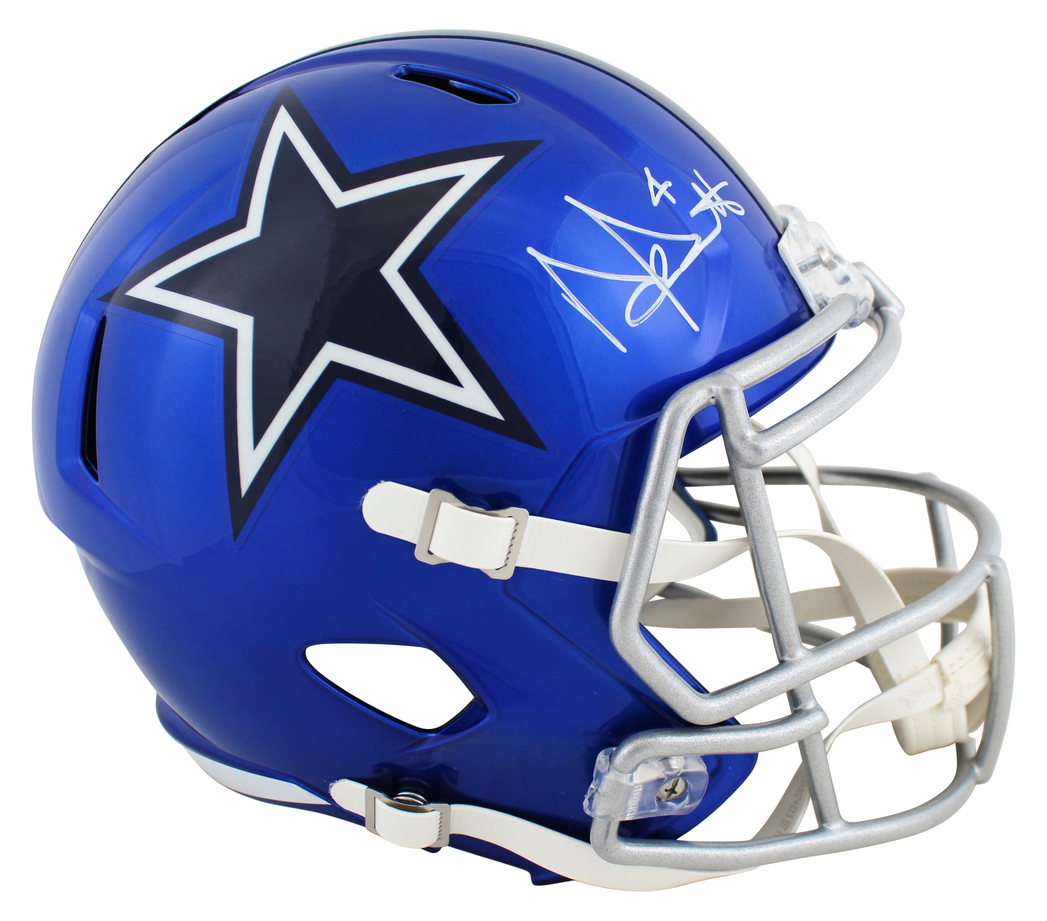 Cowboys Dak Prescott Signed Flash Full Size Speed Rep Helmet BAS Witnessed