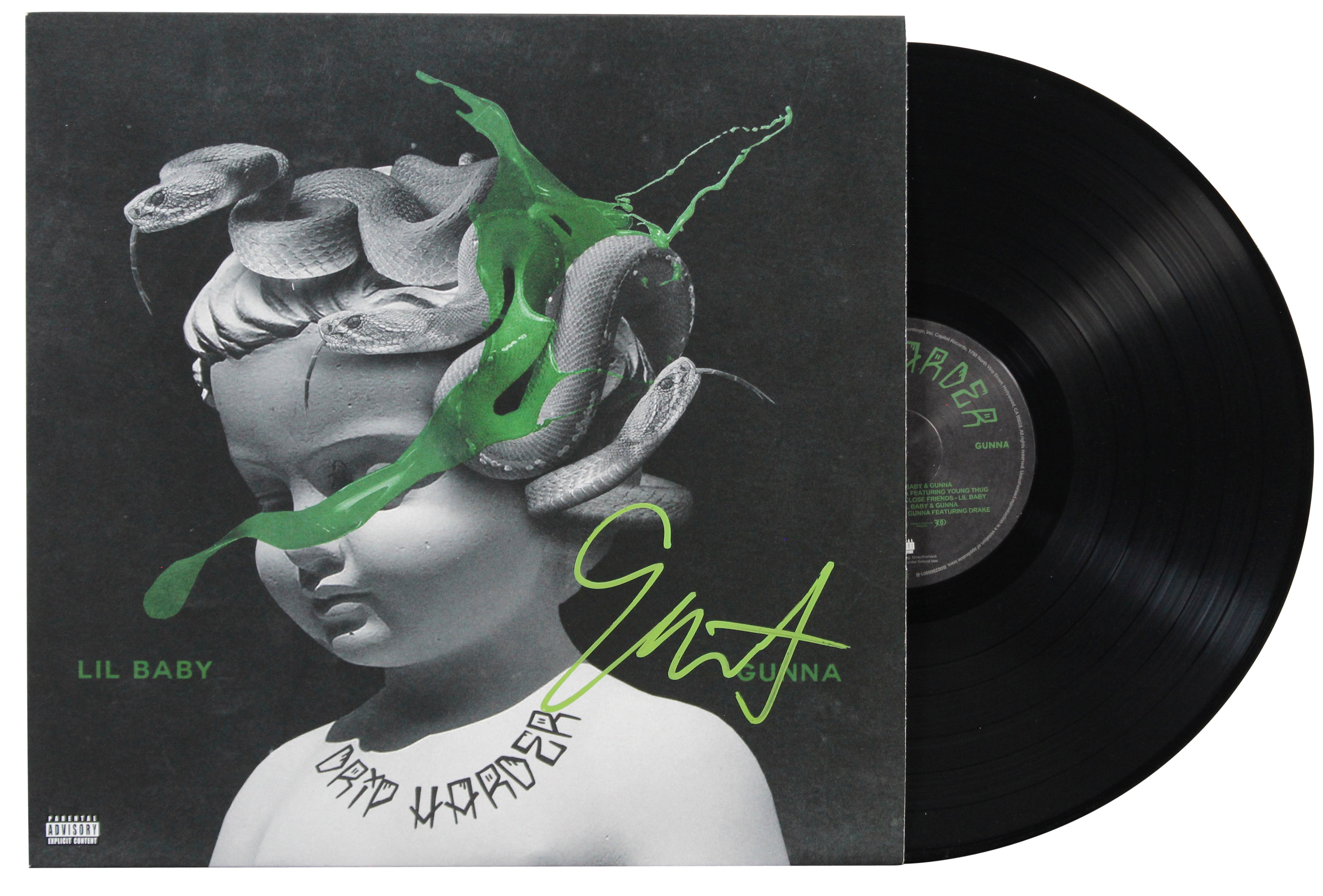 Gunna Authentic Signed Drip Harder Album Cover W/ Vinyl Autographed BAS #BN06558