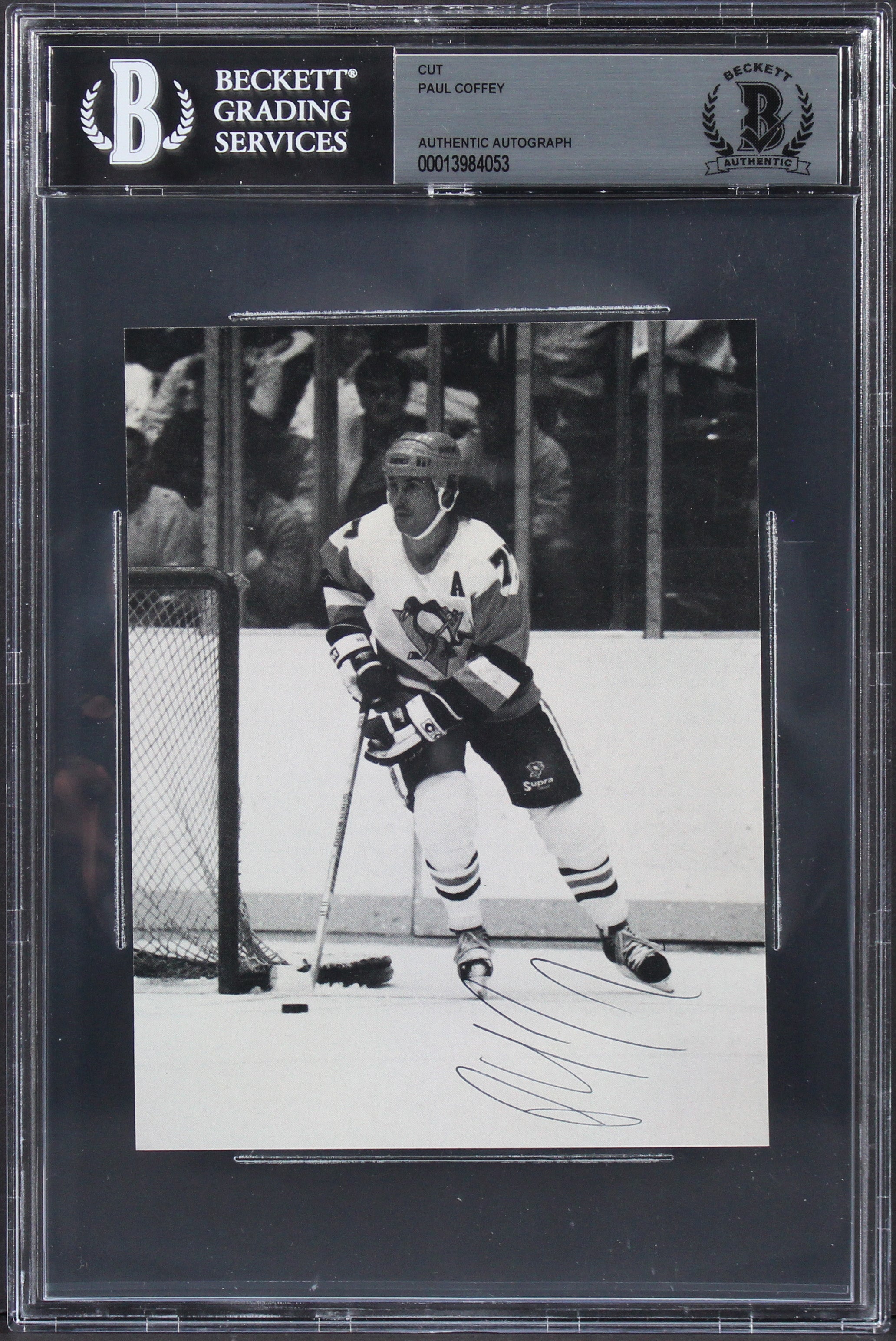 Penguins Paul Coffey Authentic Signed 4.25x5.75 Cut Signature BAS Slabbed
