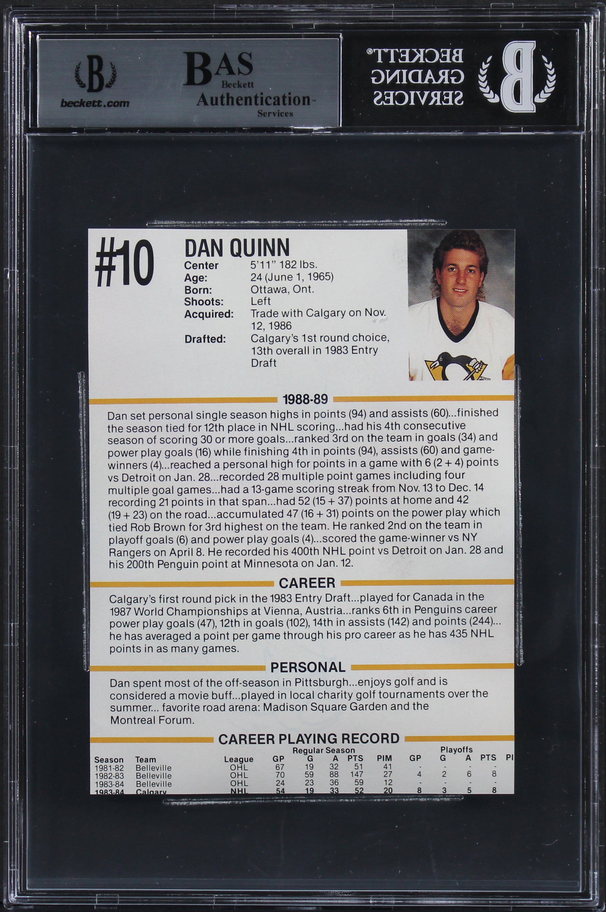 Penguins Kevin Stevens Authentic Signed 4.25x5.65 Cut Signature BAS Slabbed