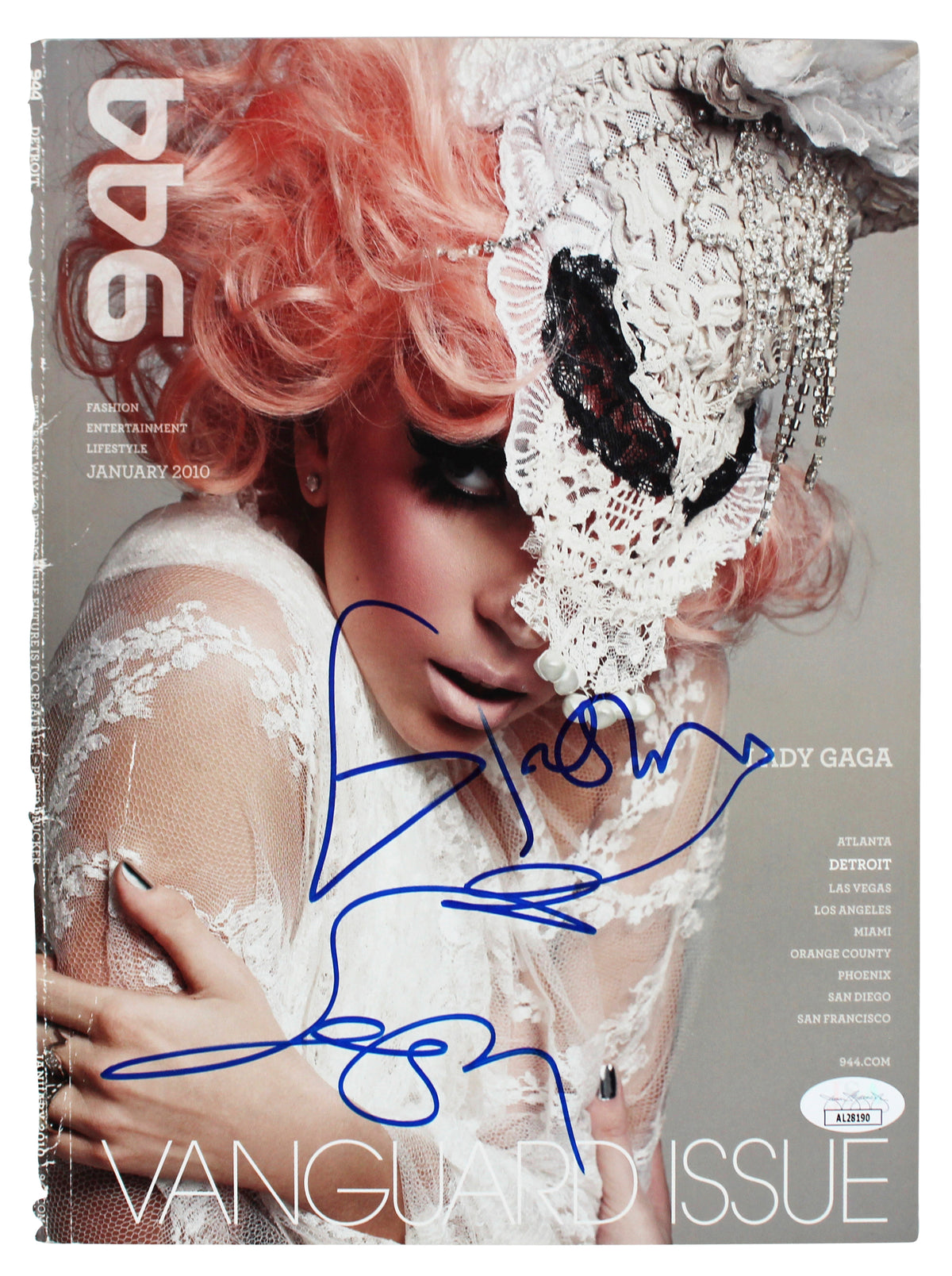 Lady Gaga Authentic Signed January 2010 944 Magazine Cover JSA #AL28190