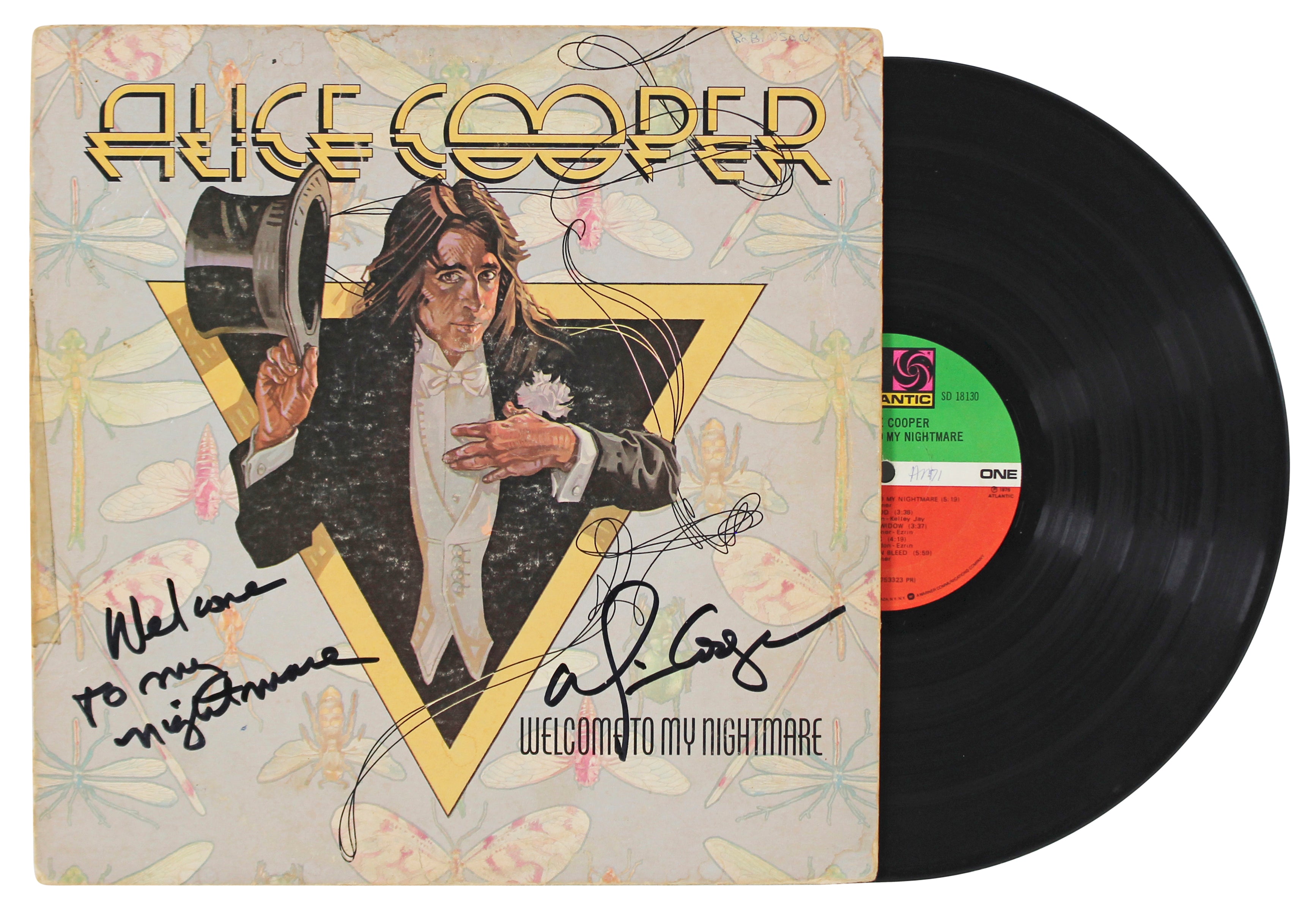 Alice Cooper "WTMN" Signed Welcome To My Nightmare Album Cover w Vinyl BAS Wit 4