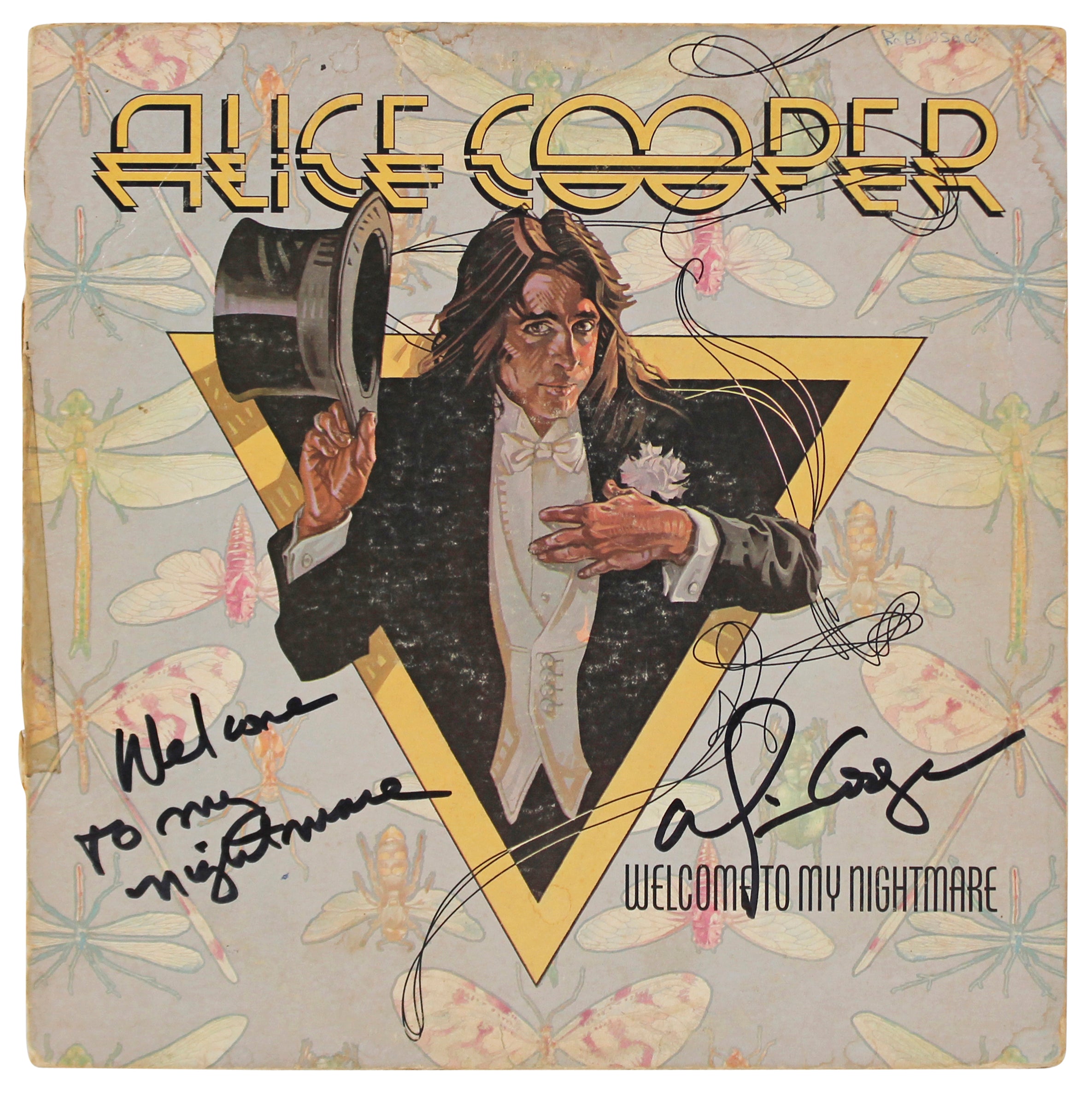 Alice Cooper "WTMN" Signed Welcome To My Nightmare Album Cover w Vinyl BAS Wit 4