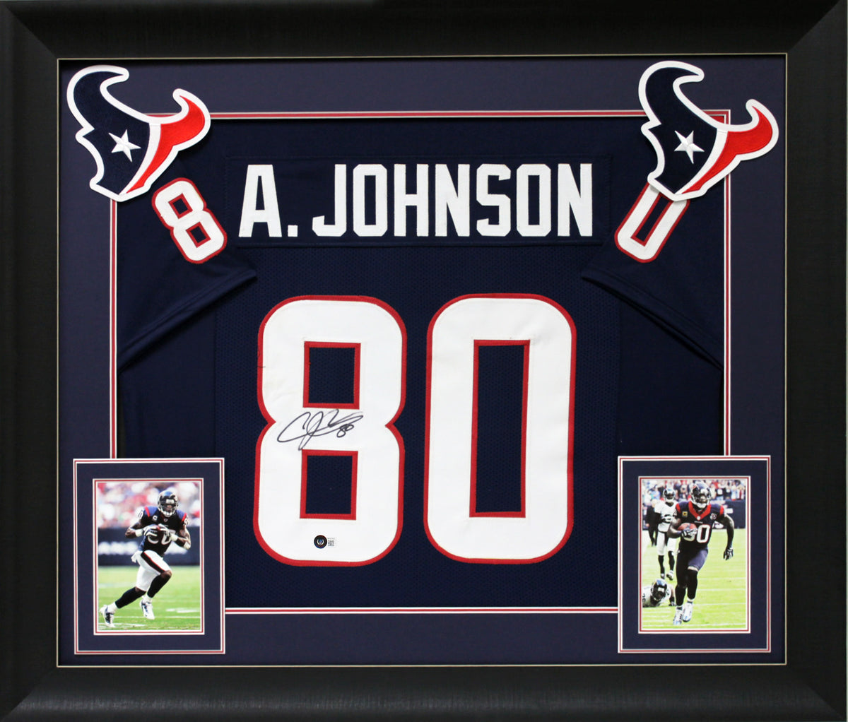 Andre Johnson Authentic Signed Navy Blue Pro Style Framed Jersey BAS Witnessed