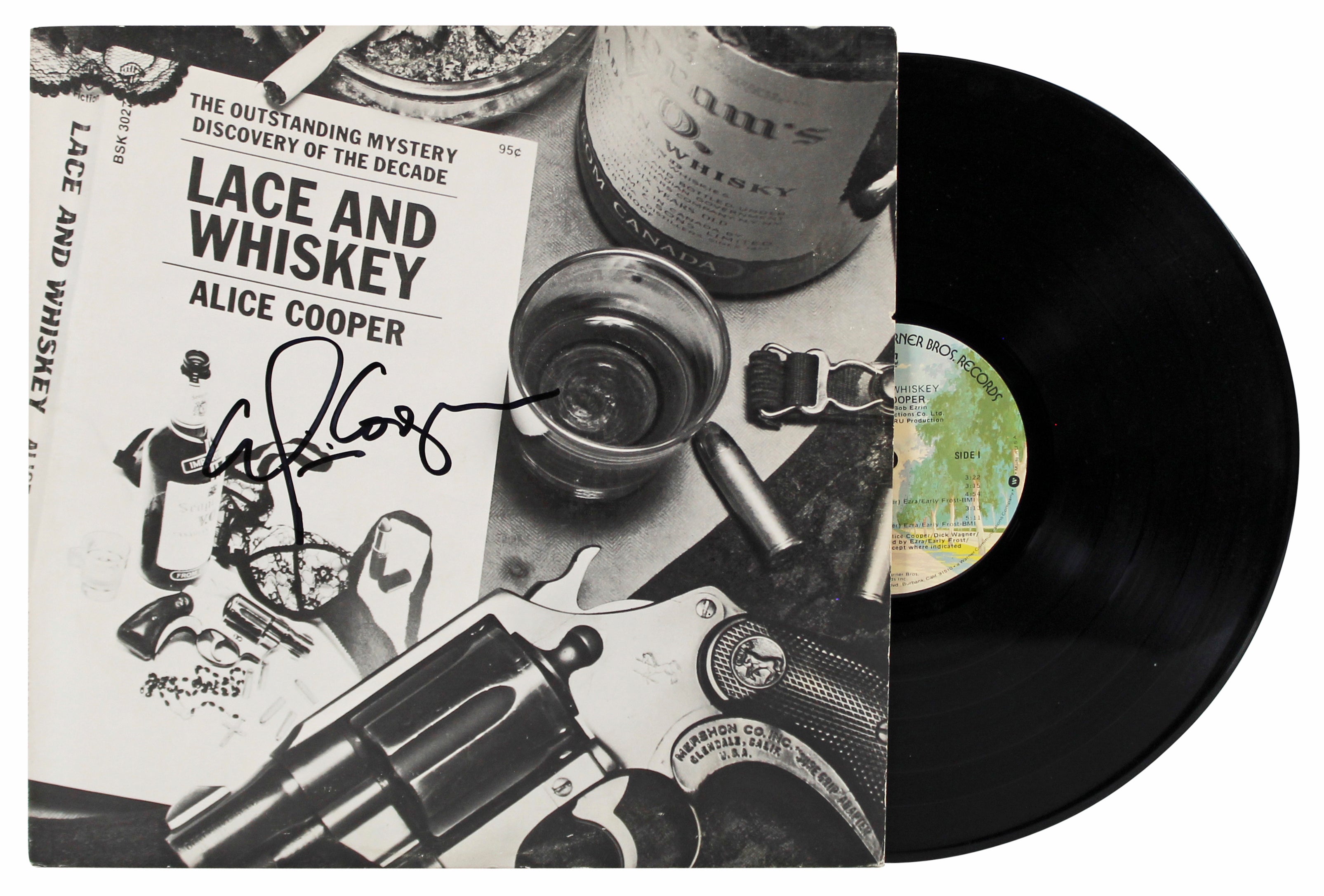 Alice Cooper Signed Lace And Whiskey Album Cover W/ Vinyl BAS Witness #1W793725