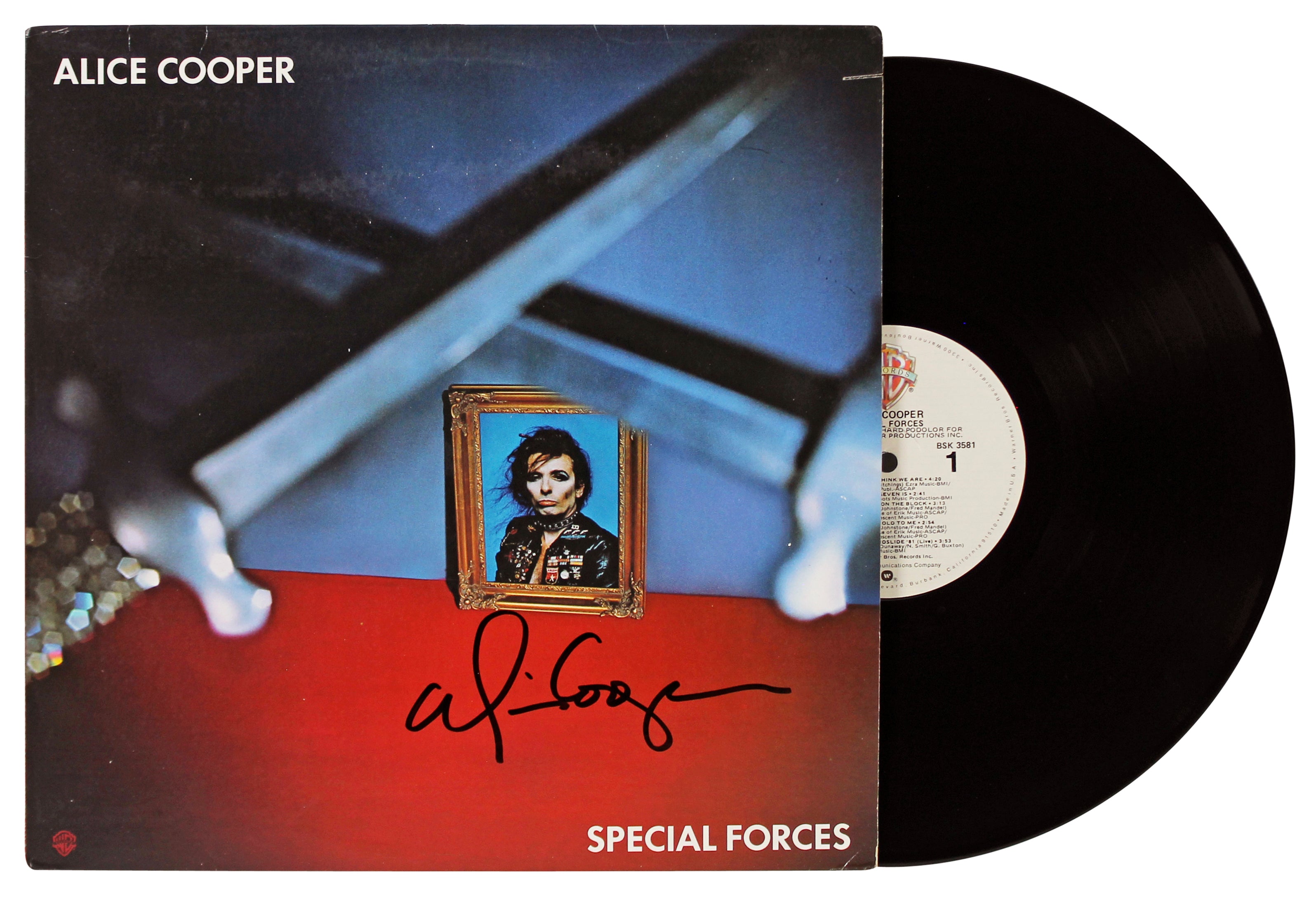 Alice Cooper Authentic Signed Special Forces Album Cover W/ Vinyl BAS Witnessed #1W793722