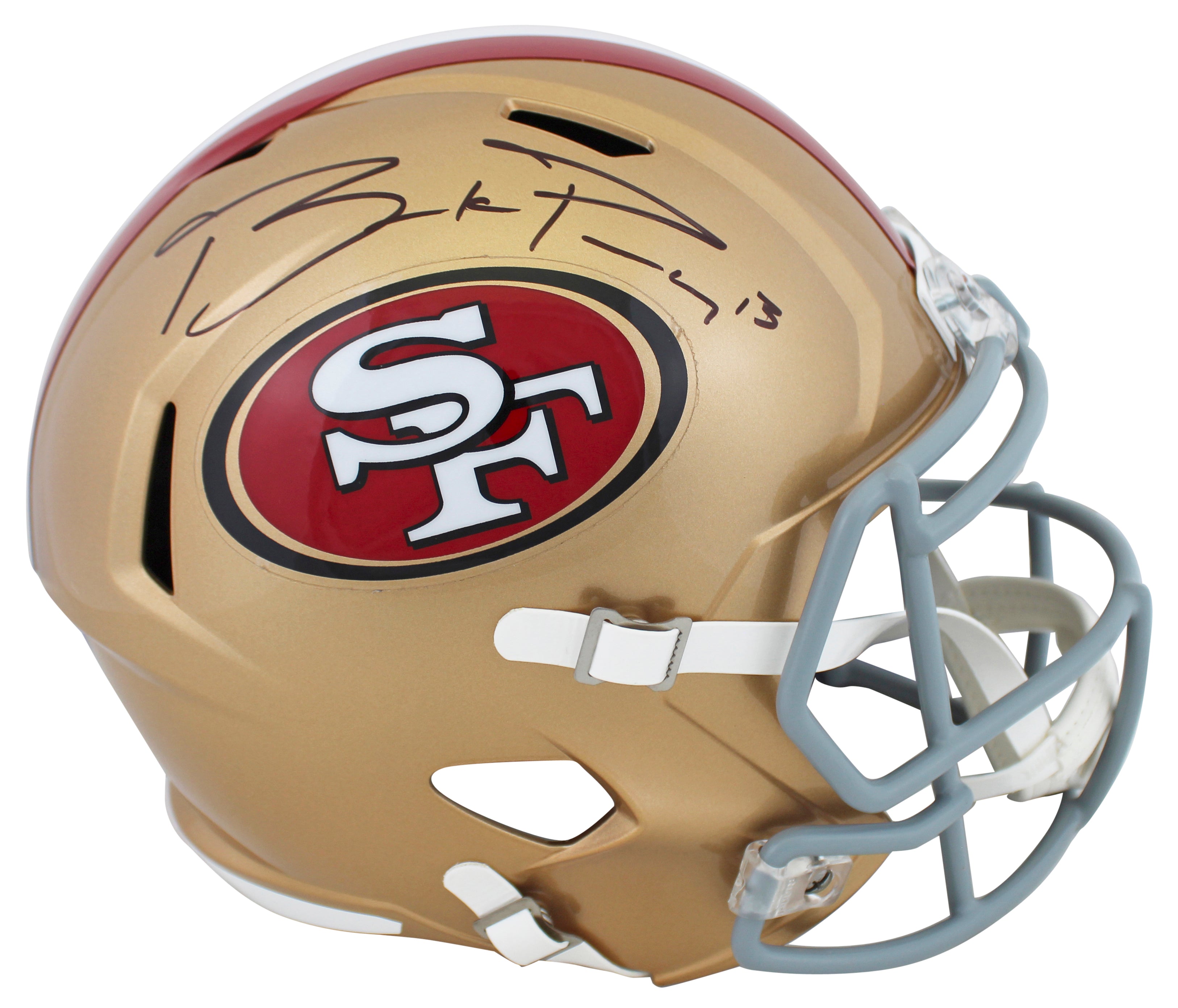 49ers Brock Purdy Authentic Signed Full Size Speed Rep Helmet w/ Case Fanatics