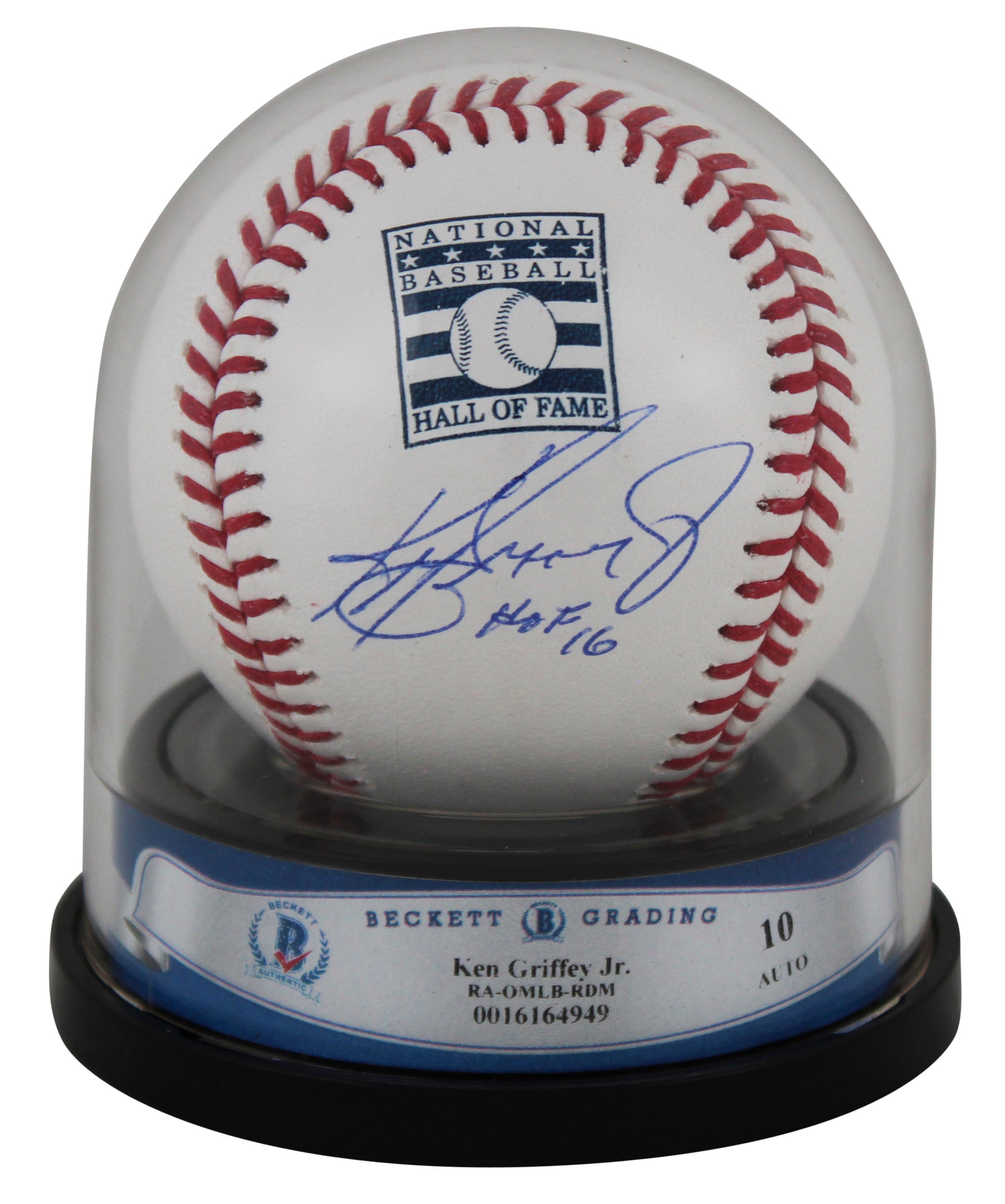 Mariners Ken Griffey Jr. "HOF 16" Signed HOF Logo Oml Baseball Auto 10! BAS 1