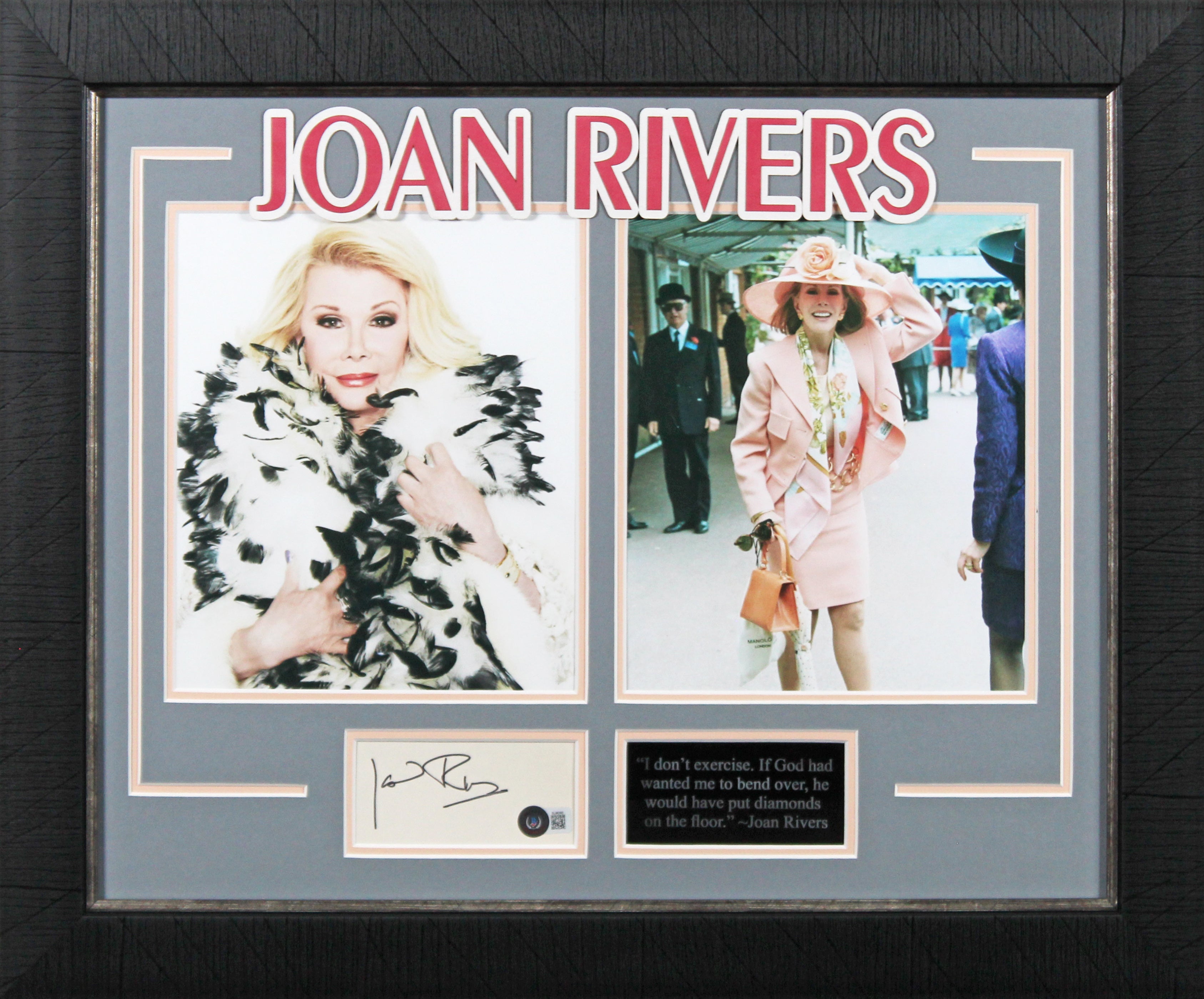 Joan Rivers Fashion Police Authentic Signed 3x5 Index Card Framed Display BAS