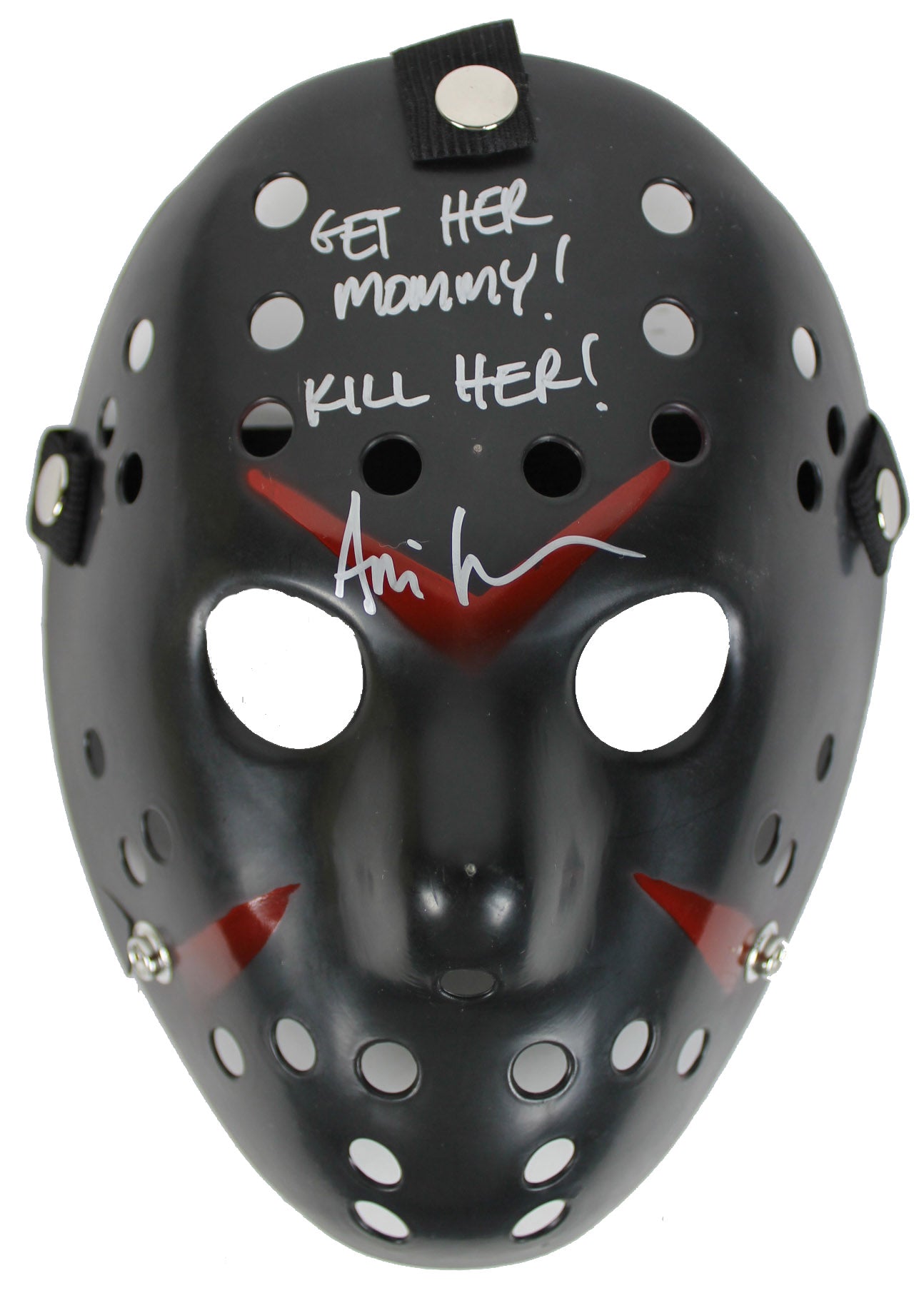 Ari Lehman Friday The 13th Get Her Mommy! Kill Her! Signed Black Jason Mask BAS