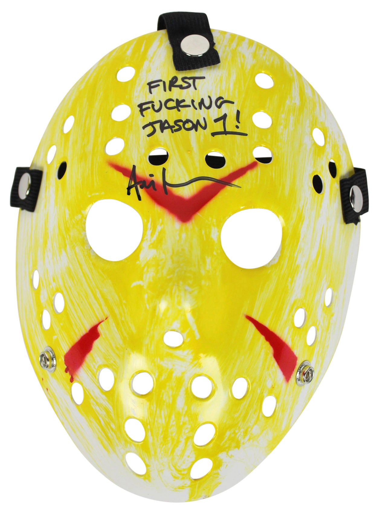 Ari Lehman Friday The 13th "First F****** Jason!" Signed Yellow Jason Mask BAS