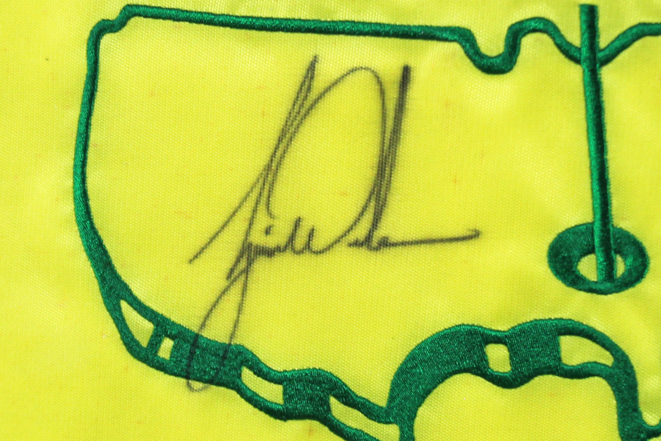 Tiger Woods Authentic Signed & Framed Masters Pin Flag Autographed BAS #AD40767