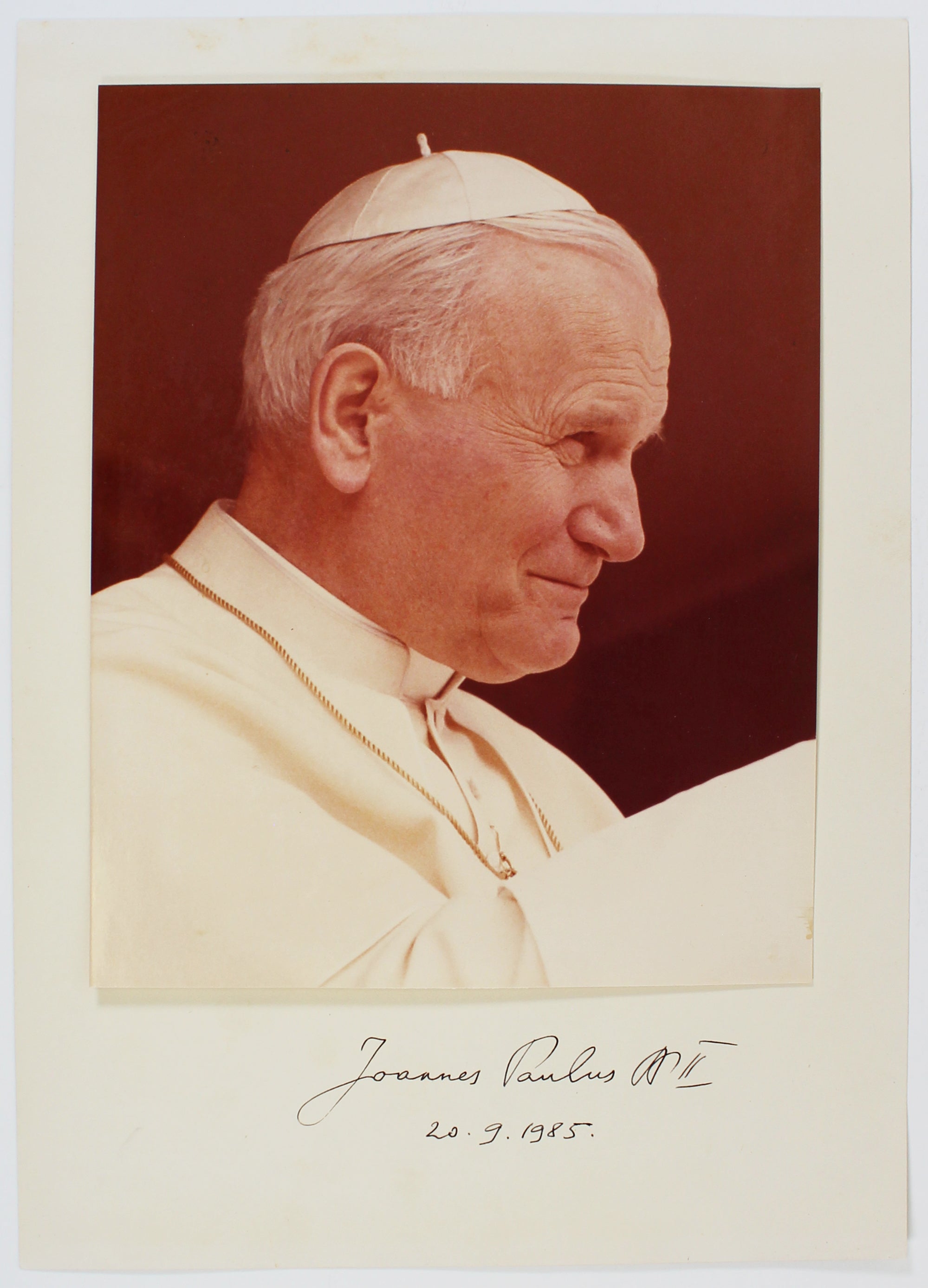 Pope John Paul II 20.9.1985 Authentic Signed Mounted Photo BAS #AD64304