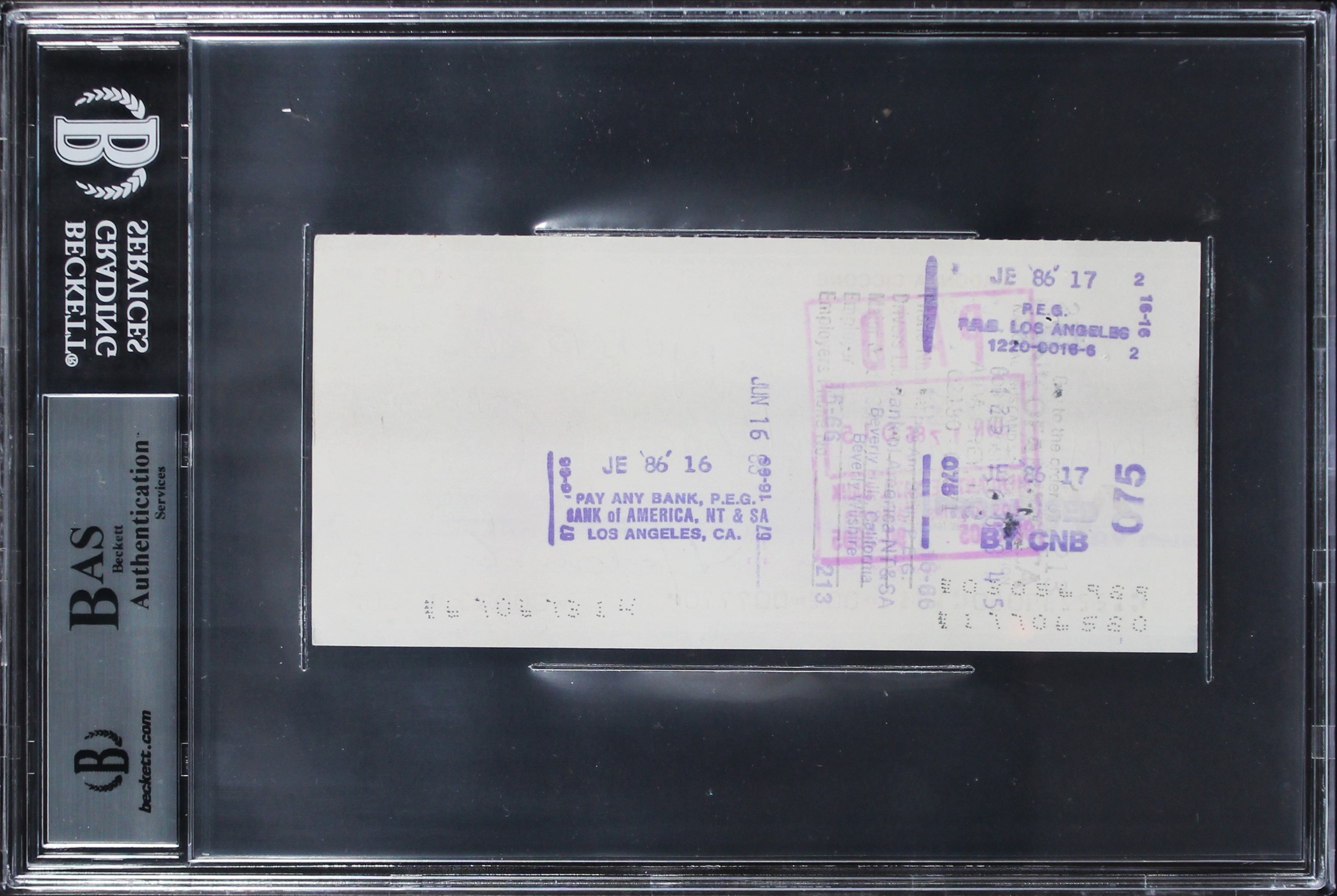 Madonna Authentic Signed 2.75x6 1986 Personal Check To Aida GreyBAS Slabbed