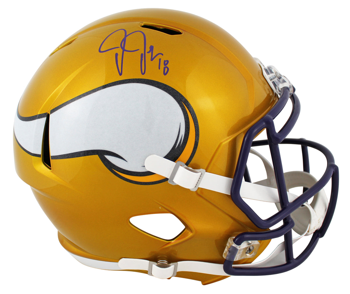 Vikings Justin Jefferson Signed Flash Full Size Speed Rep Helmet BAS Witnessed