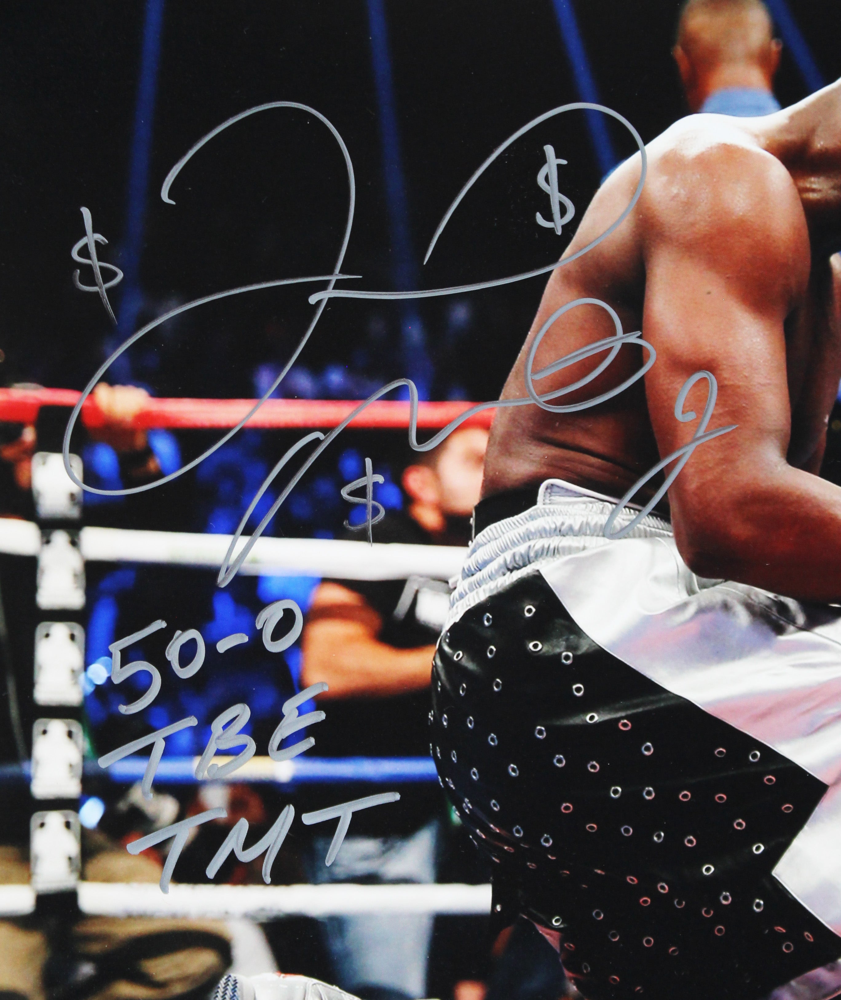 Floyd Mayweather $$$ 50-0 TBE TMT Authentic Signed 11x14 Photo BAS #BN06316