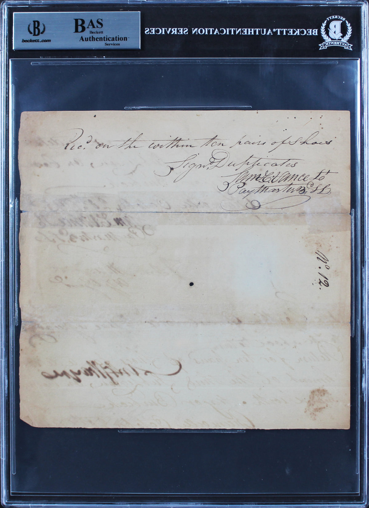 Anthony Wayne Authentic Signed 7.5x7.75 1795 Requisition Document BAS Slabbed
